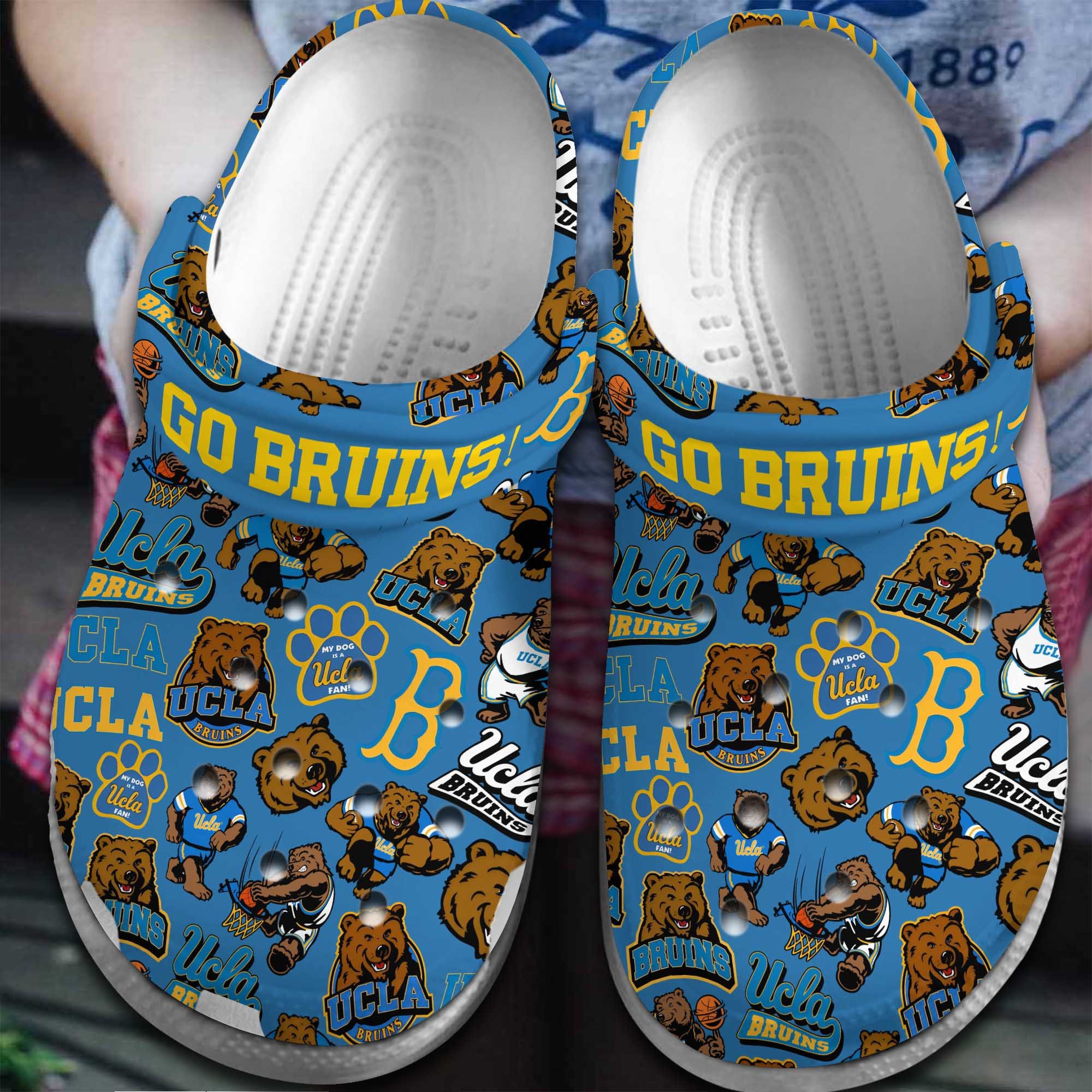Footwearmerch Ucla Bruins NCAA Sport Crocs Crocband Clogs Shoes Comfortable For Men Women and Kids