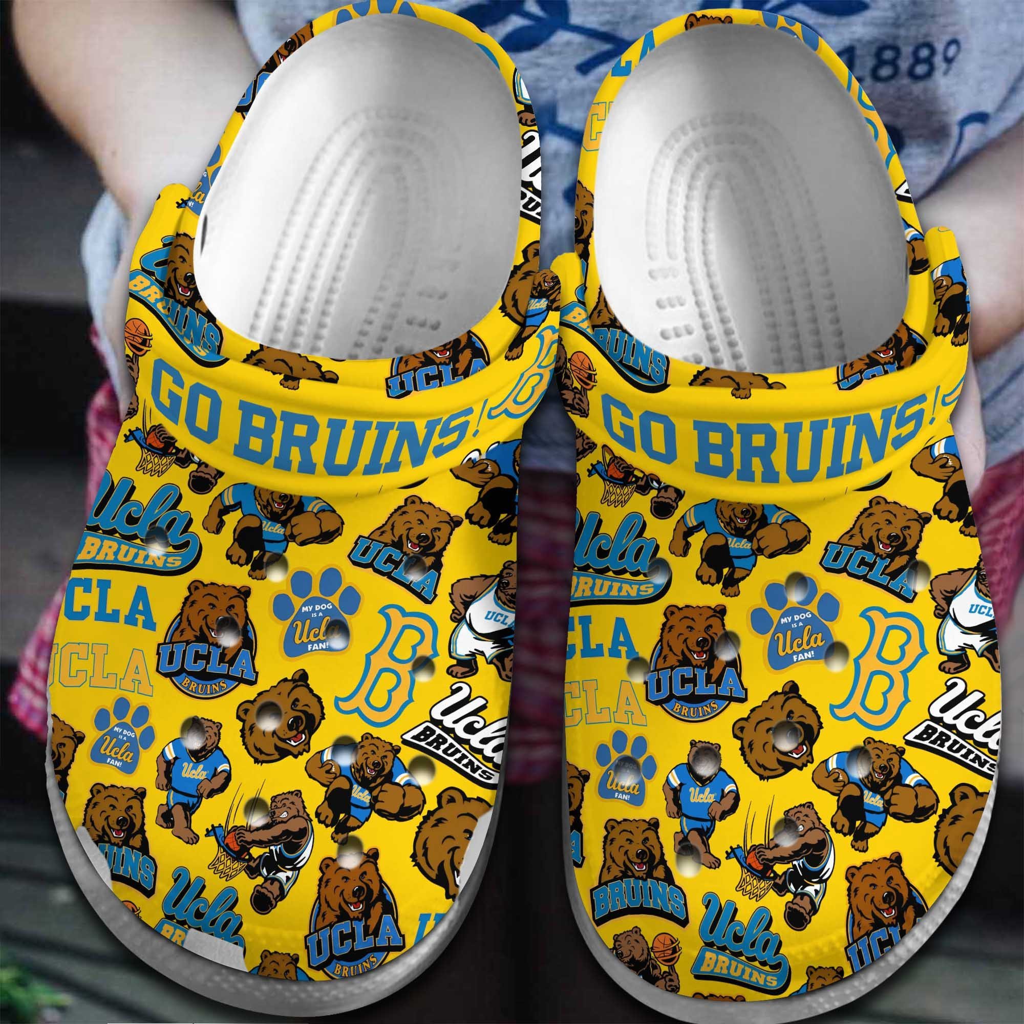 Footwearmerch Ucla Bruins NCAA Sport Crocs Crocband Clogs Shoes Comfortable For Men Women and Kids