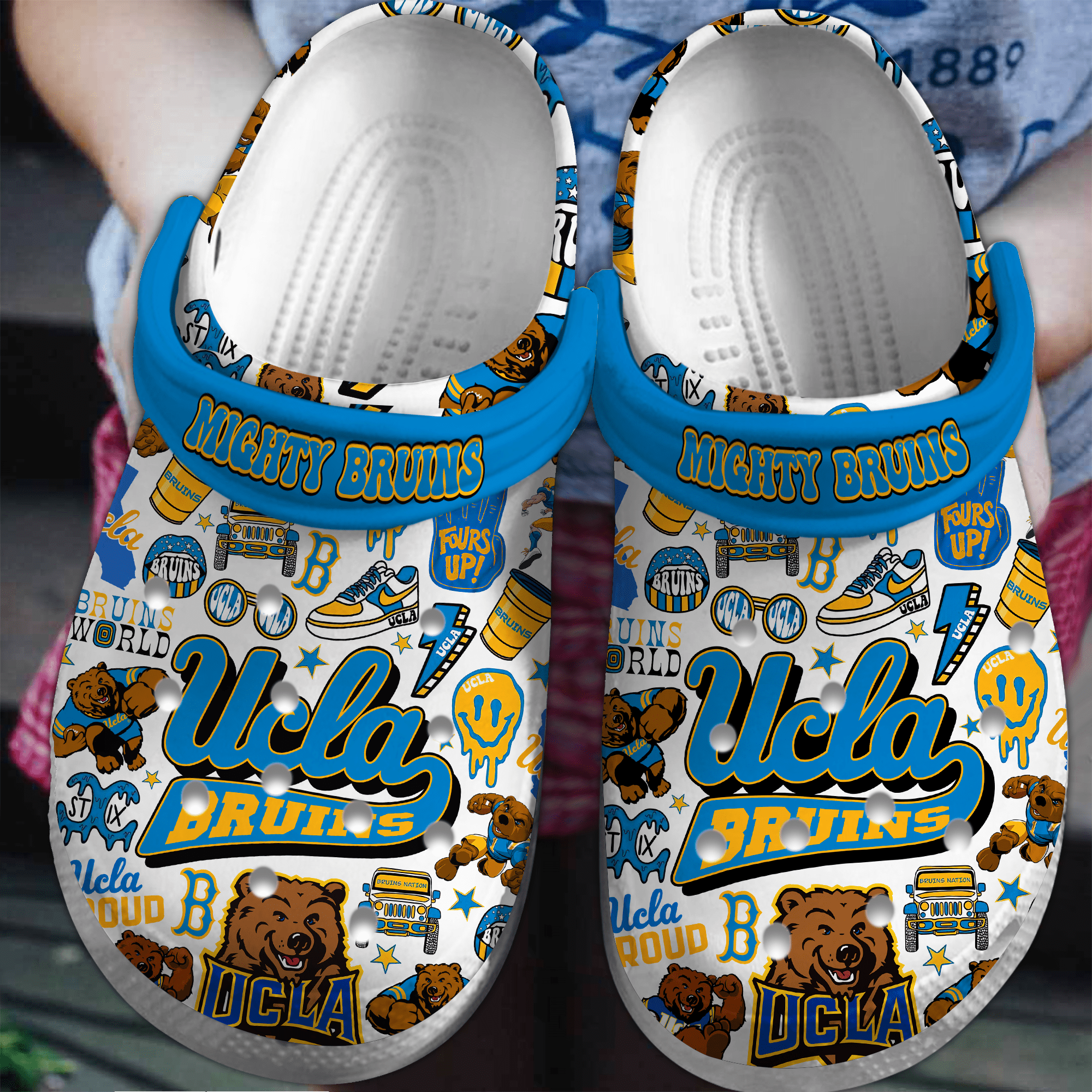 Footwearmerch UCLA Bruins NCAA Sport Crocs Crocband Clogs Shoes Comfortable For Men Women and Kids