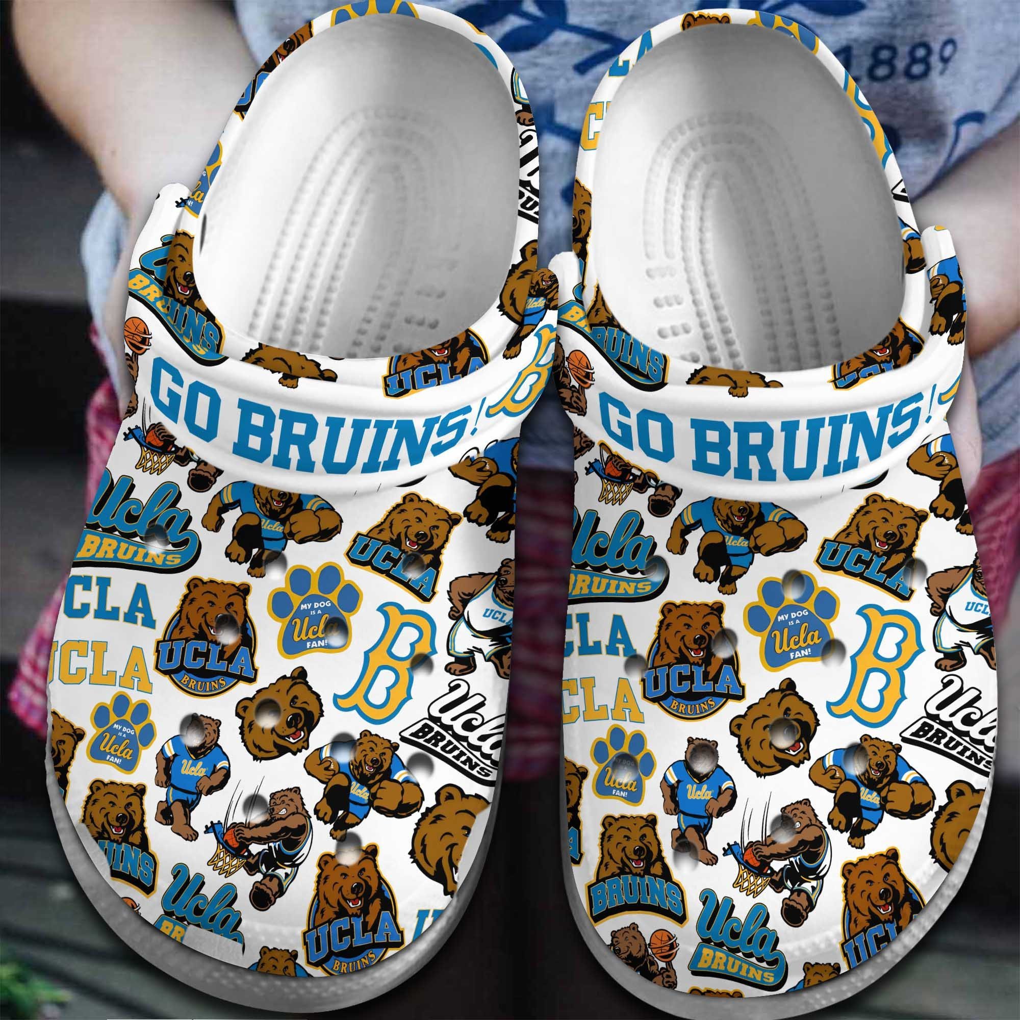 Footwearmerch Ucla Bruins NCAA Sport Crocs Crocband Clogs Shoes Comfortable For Men Women and Kids