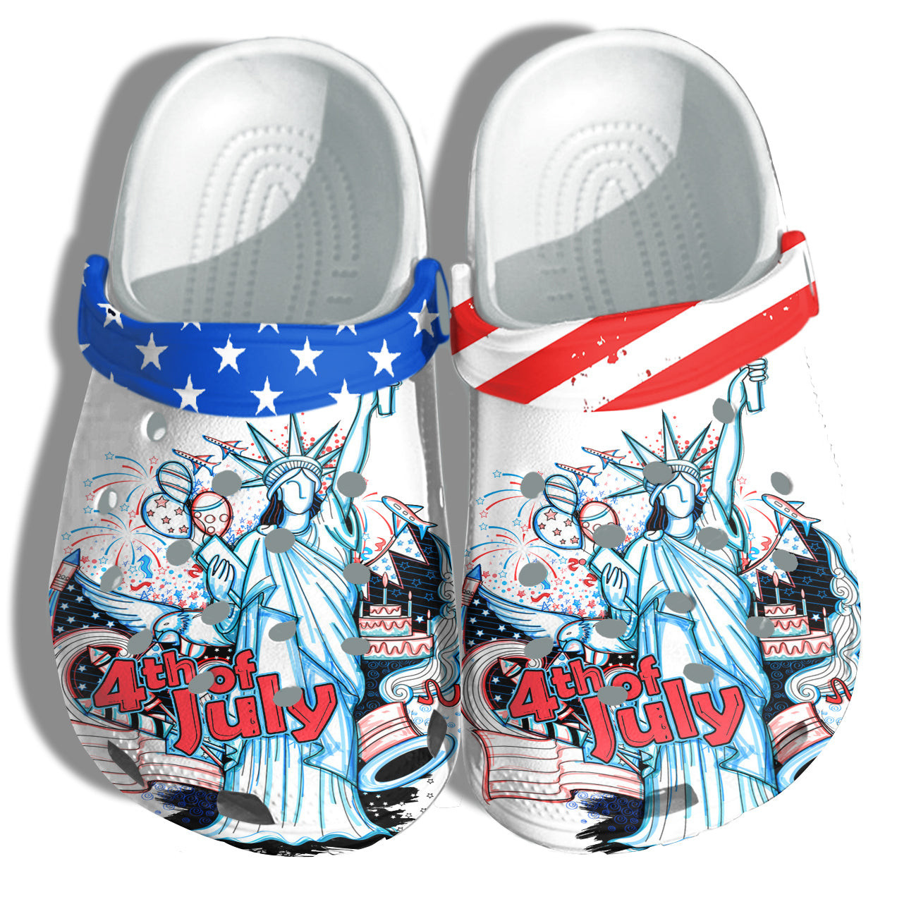 Footwearmerch Usa Statue Of Liberty 4Th Of July Shoes Gift Women - Party Happy National Day Cake America Flag Shoes Birthday Gift