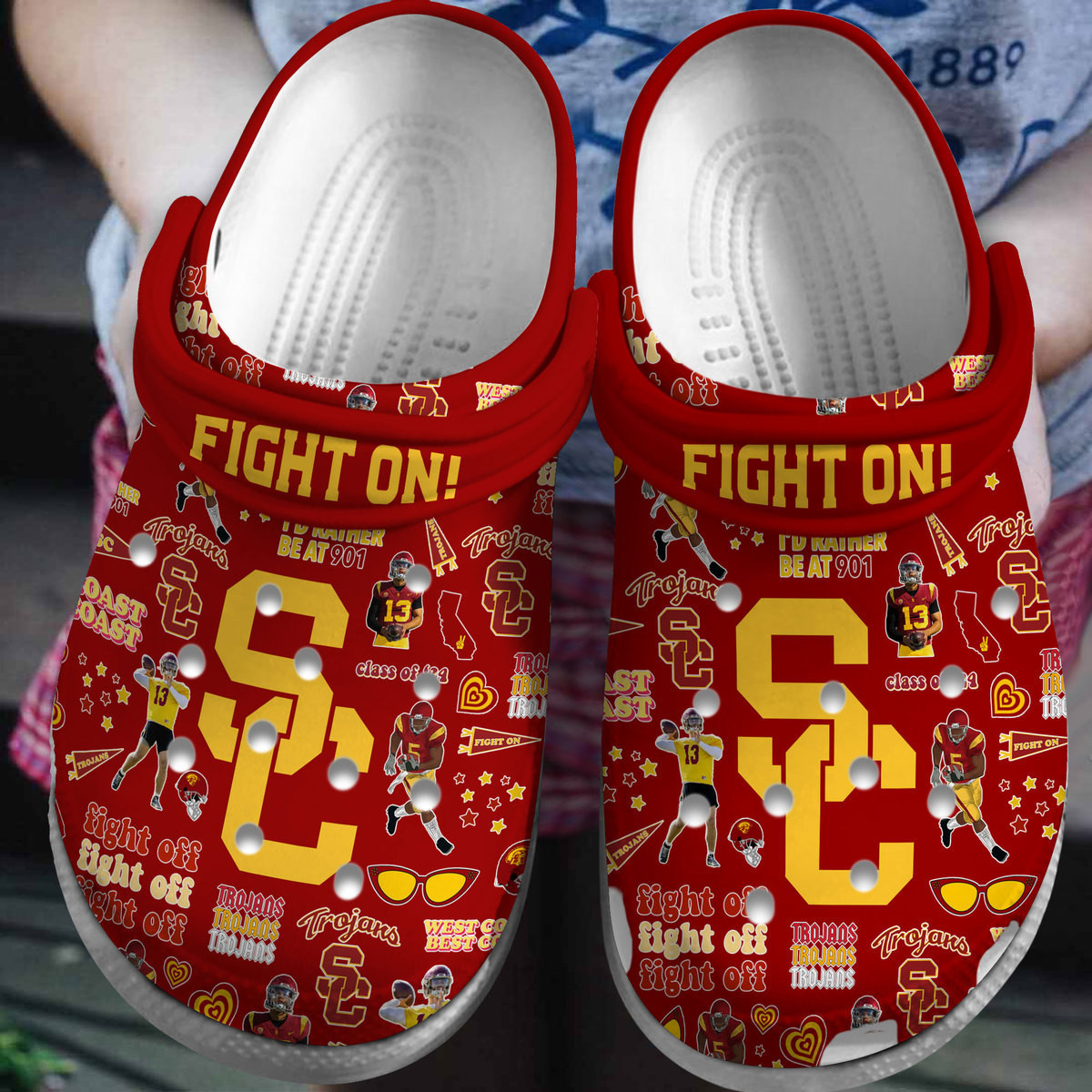 Footwearmerch USC Trojans NCAA Sport Crocs Crocband Clogs Shoes Comfortable For Men Women and Kids