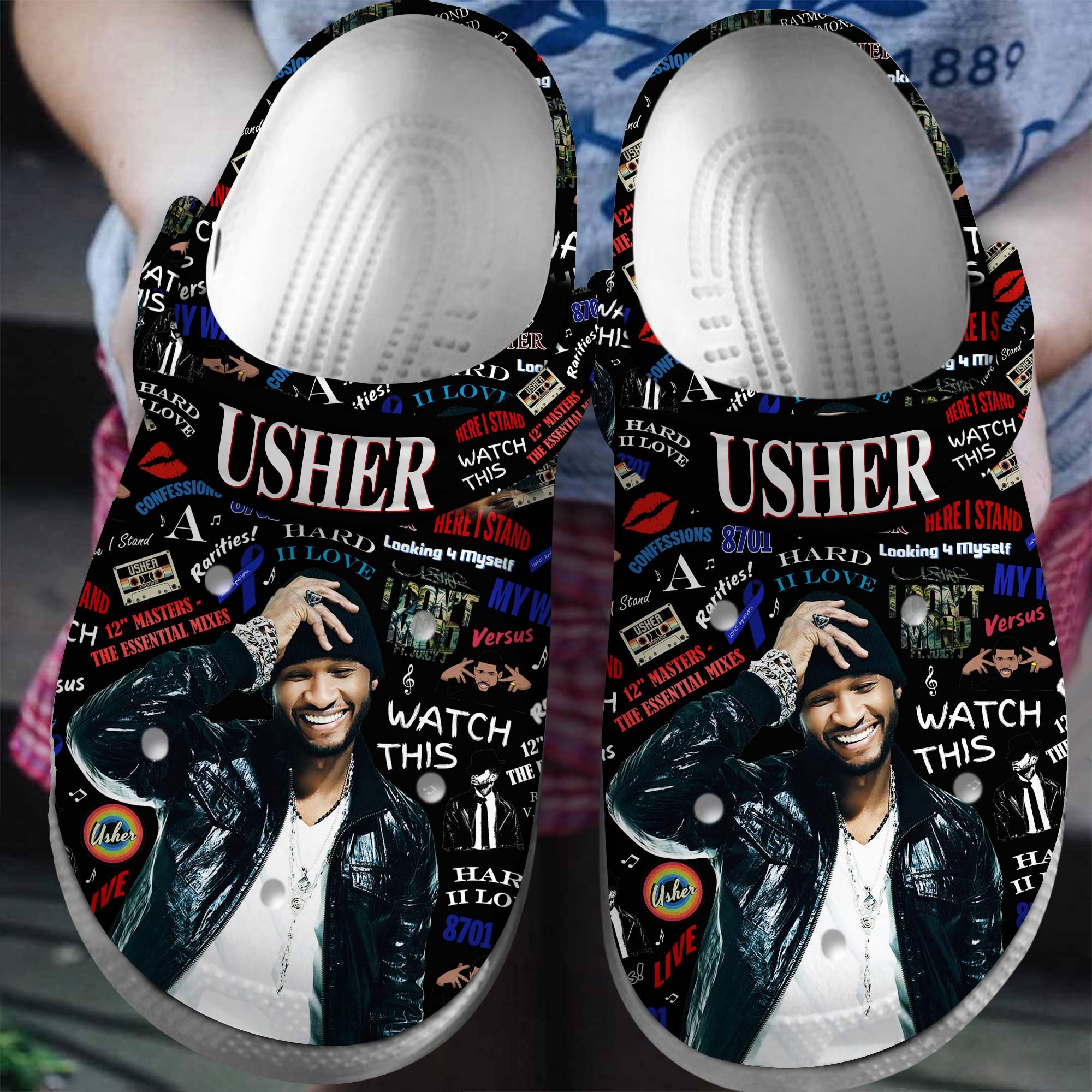 Footwearmerch Usher Singer Music Crocs Crocband Clogs Shoes Comfortable For Men Women and Kids