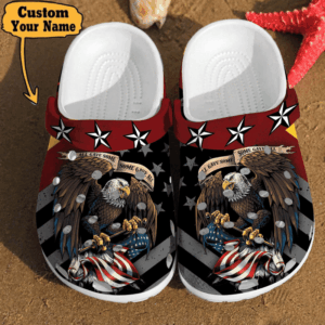 Footwearmerch Veterans - Eagle America Flag Veteran Gift Clog Shoes For Men And Women