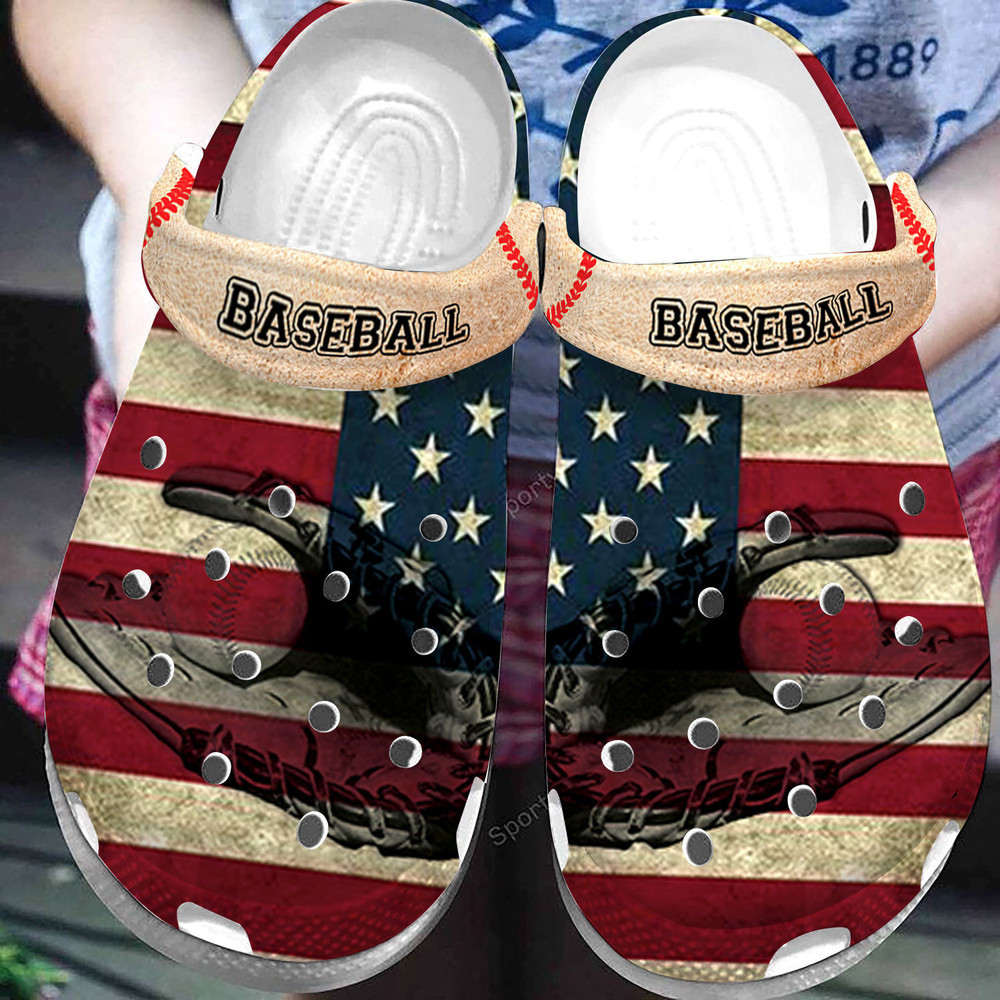 Footwearmerch Vintage American Baseball Flag Clogs Shoes