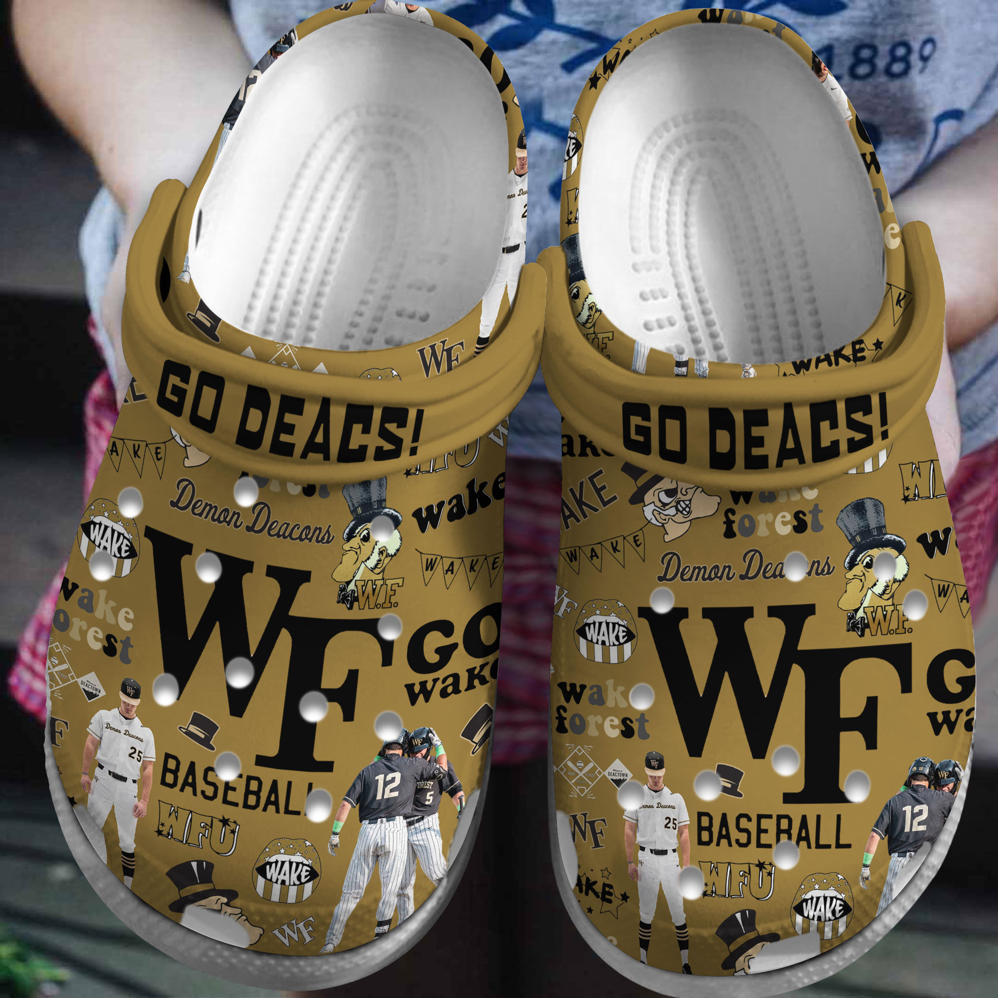 Footwearmerch Wake Forest Demon Deacons NCAA Sport Crocs Crocband Clogs Shoes Comfortable For Men Women and Kids