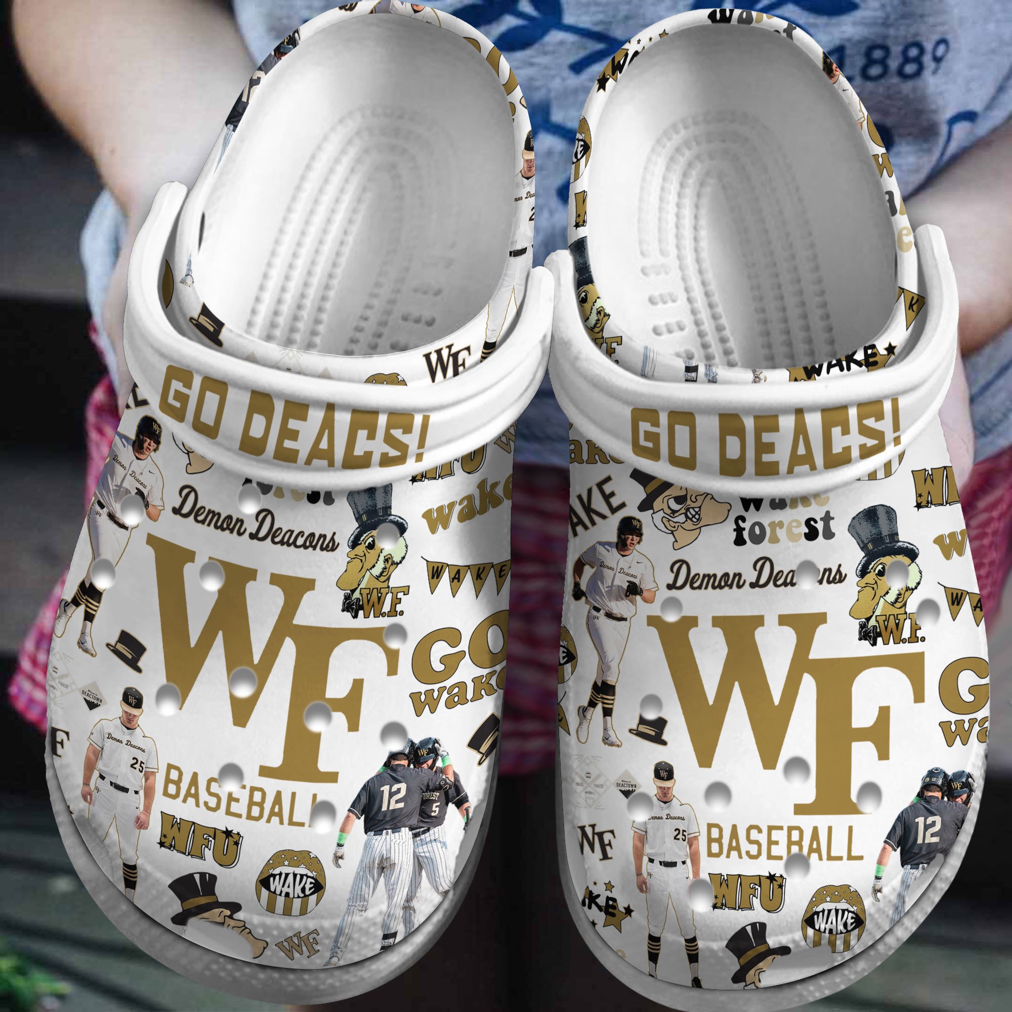 Footwearmerch Wake Forest Demon Deacons NCAA Sport Crocs Crocband Clogs Shoes Comfortable For Men Women and Kids