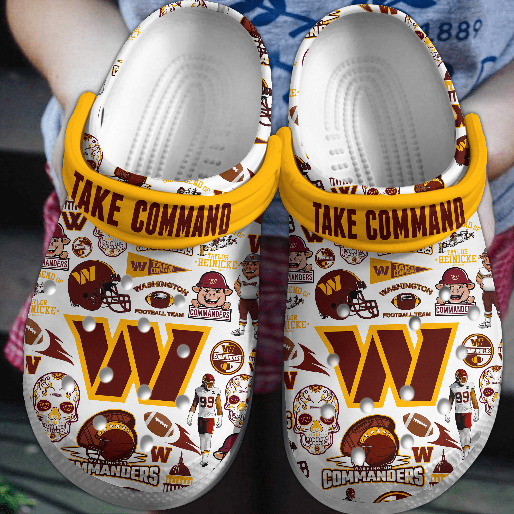 Footwearmerch Washington Cammanders NFL Sport Crocs Crocband Clogs Shoes Comfortable For Men Women and Kids