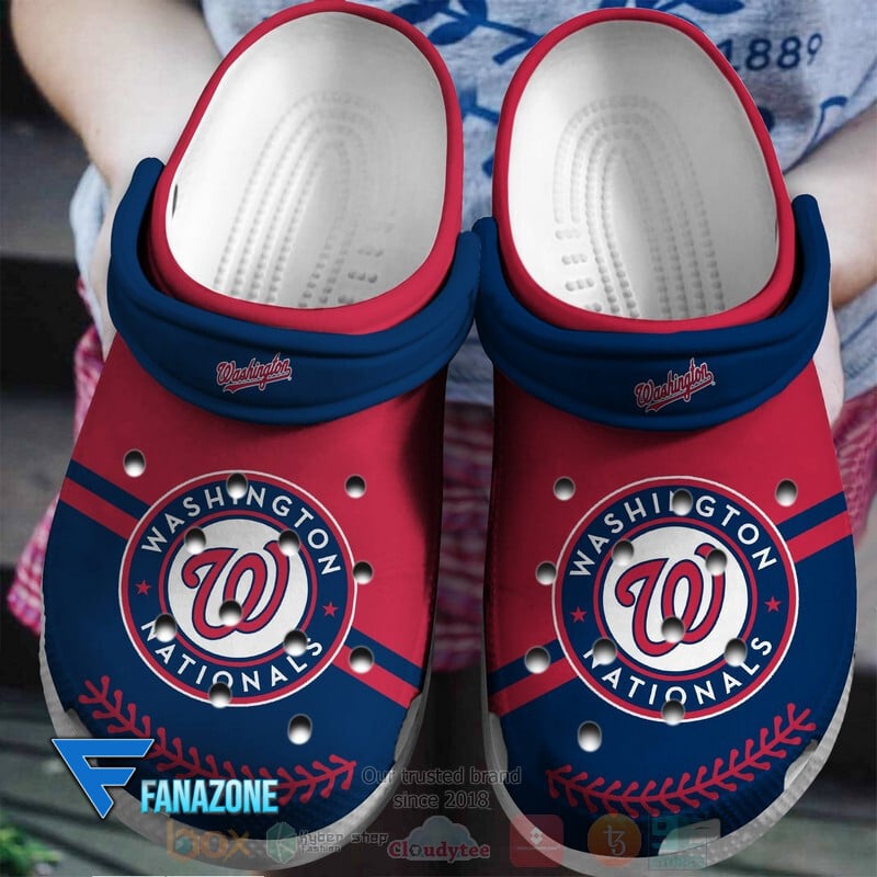 Footwearmerch Washington Nationals Red-Navys MLB Sport Crocs Clogs Crocband Shoes Comfortable For Men Women and Kids