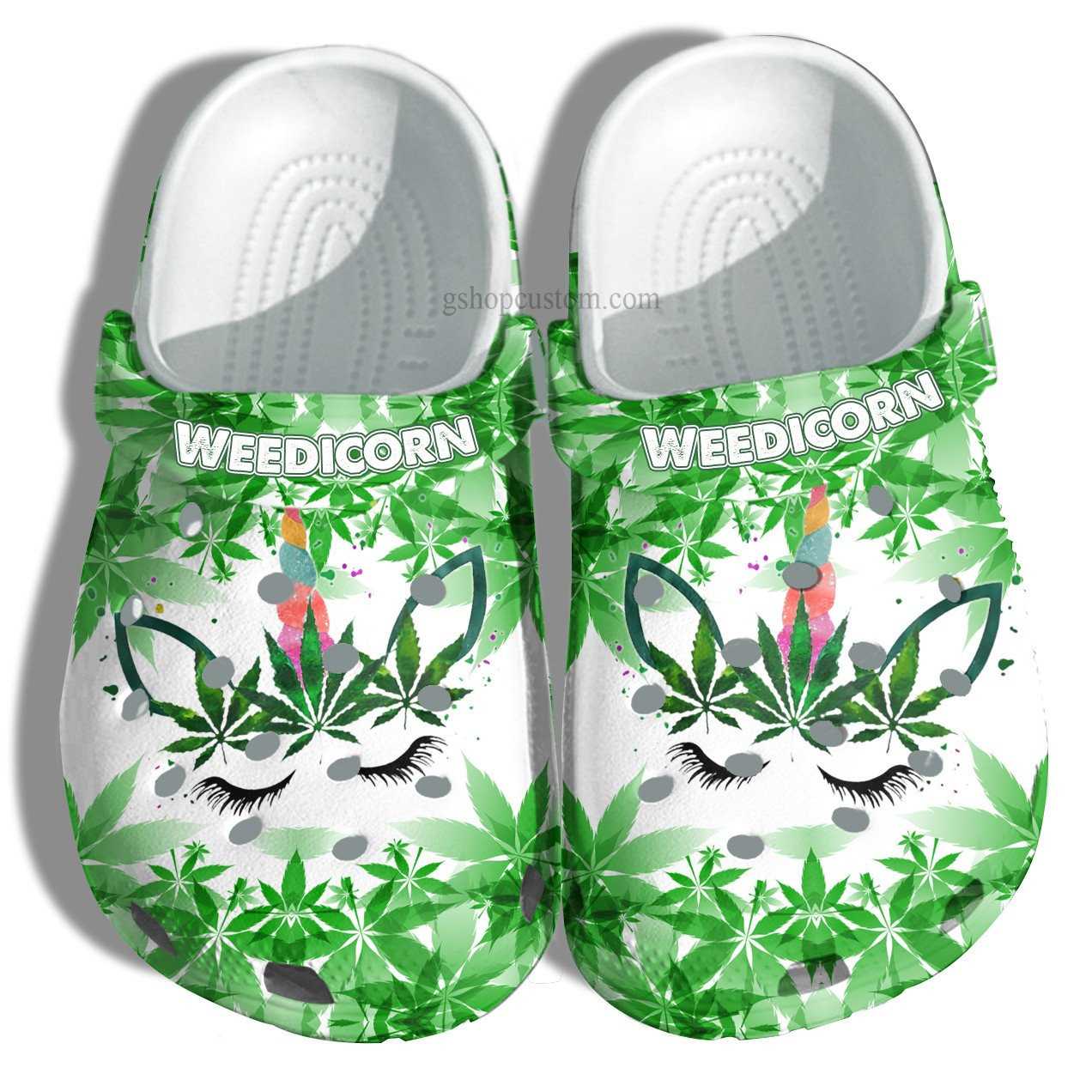 Footwearmerch Weedicorn Funny Unicorn Weed Shoes - Unicorn Funny Shoes Croc Clogs Gift Women
