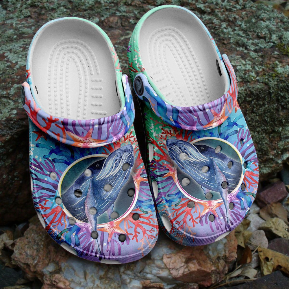 Footwearmerch Whale Watercolor Sea Story Summer Gift For Lover Rubber clog Shoes Comfy Footwear