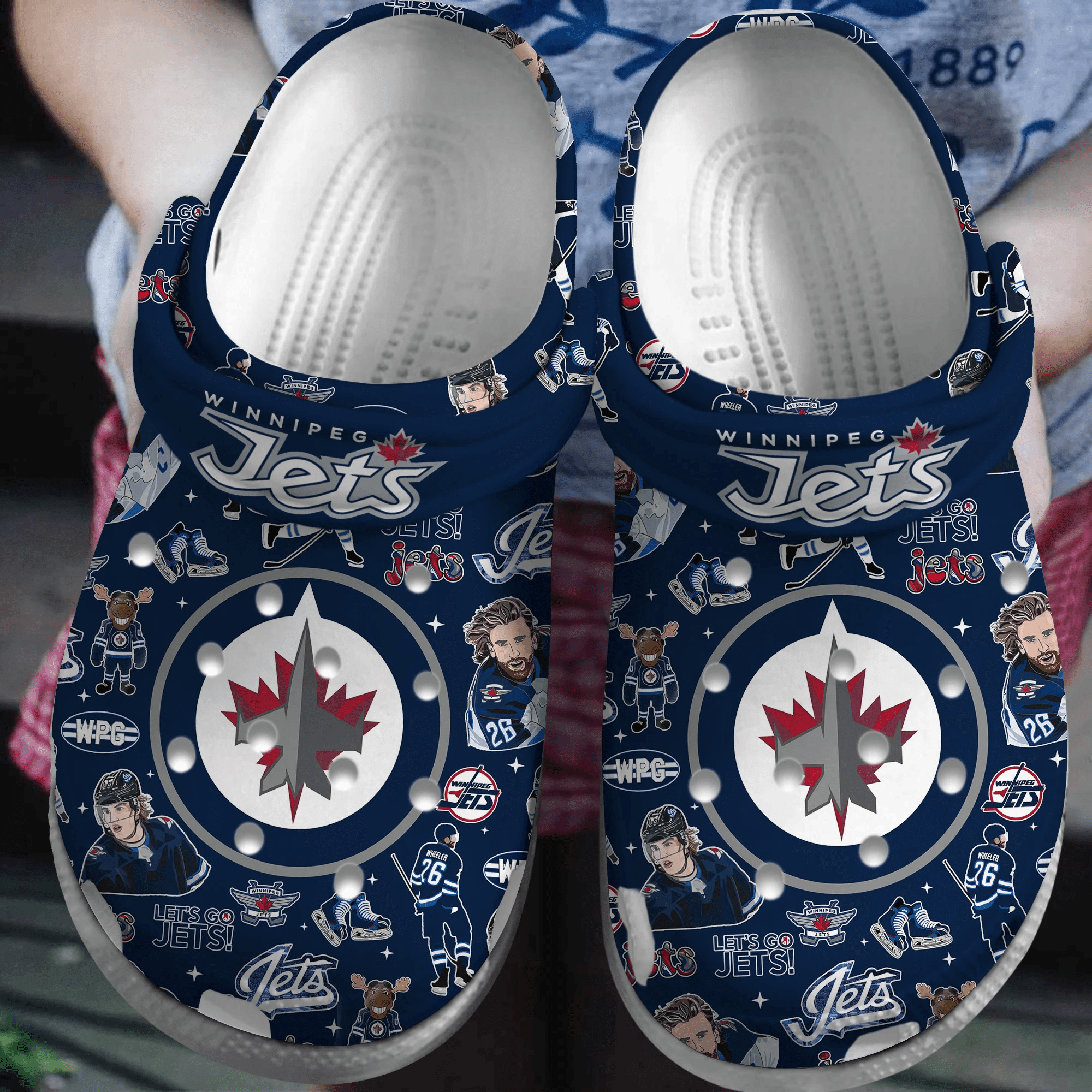 Footwearmerch Winnipeg Jets NHL Sport Crocs Crocband Clogs Shoes Comfortable For Men Women and Kids