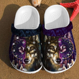 Footwearmerch Wolf Art Dreamcatcher Two Face Gift For Lovers Native American Clog Shoes