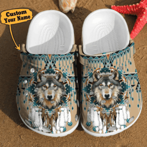 Footwearmerch Wolf - Wolf Native American Dreamcatcher Gift For Lovers Style Clog Shoes For Men And Women