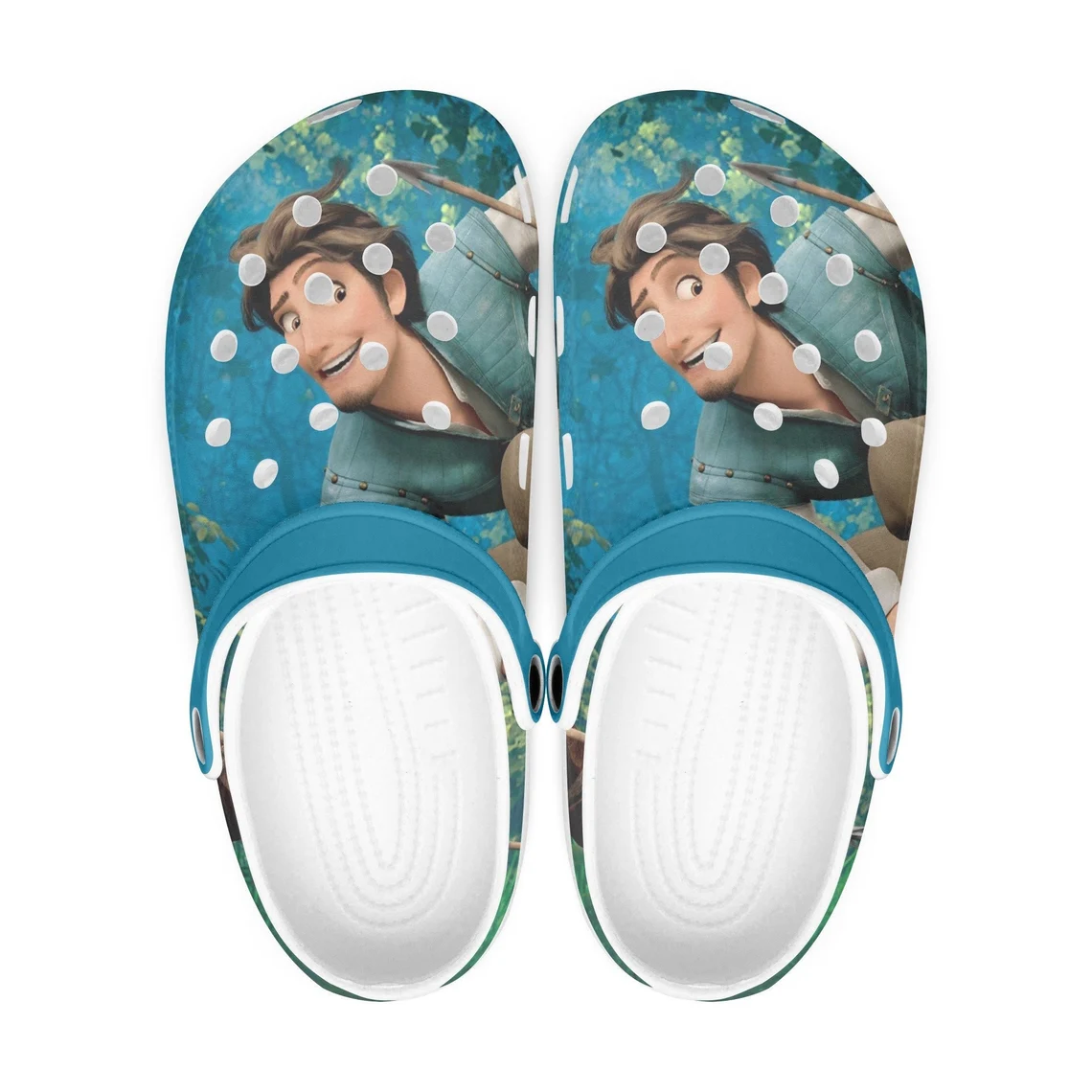 Footwearmerch Tangled Flynn Rider Cartoon Crocs Crocband Shoes Clogs Custom Name For Men Women and Kids