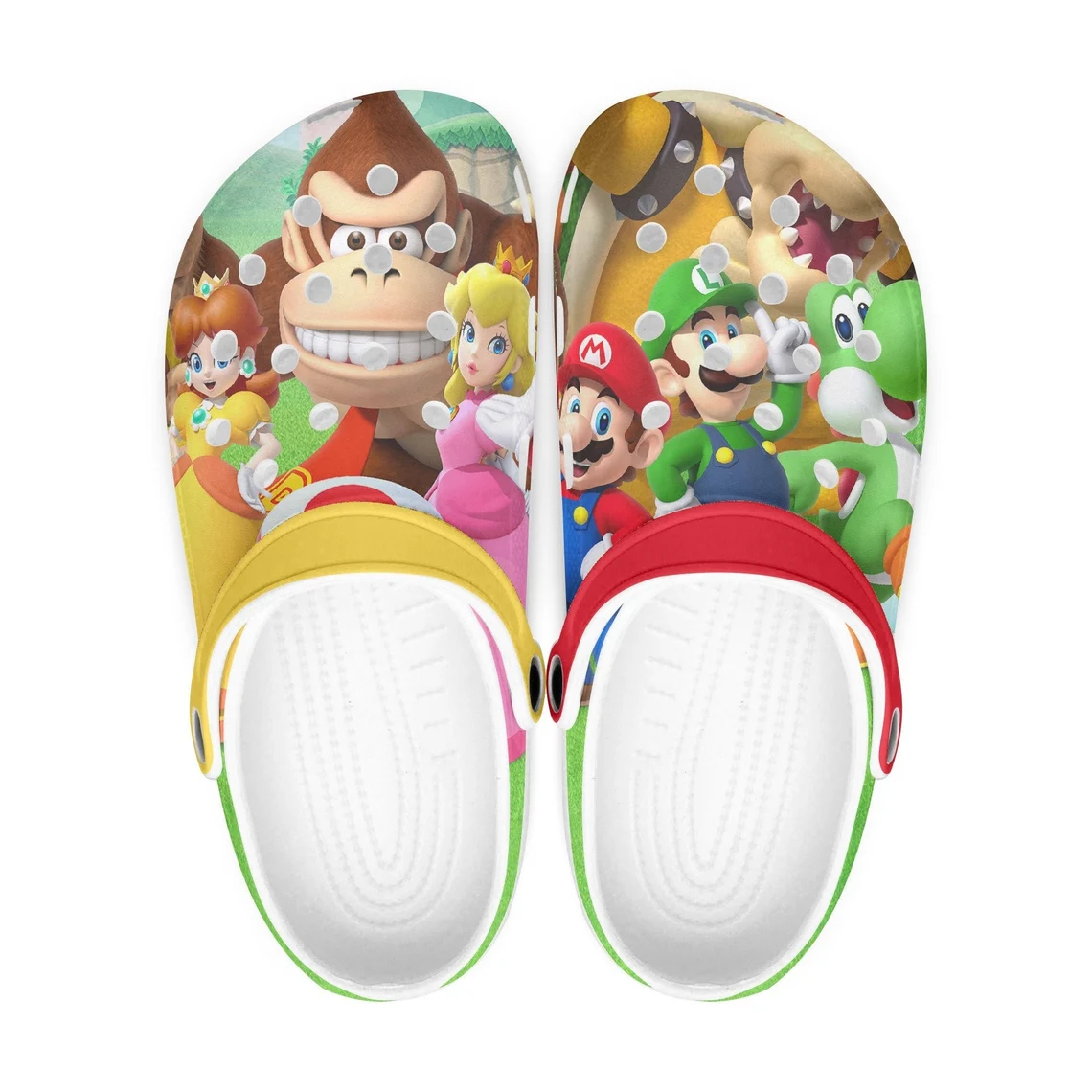 Footwearmerch Super Mario Bros Peach, Daisy, Luigi Game Crocs Crocband Shoes Clogs Custom Name For Men Women and Kids
