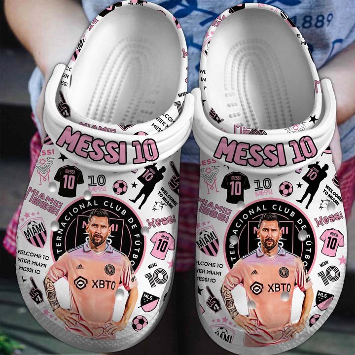 Footwearmerch Lionel Messi Inter Miami Football Soccer Sport Crocs Crocband Clogs Shoes Comfortable For Men Women and Kids