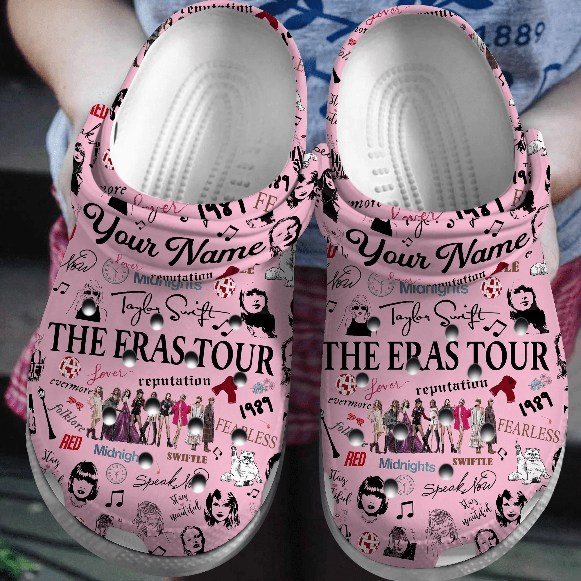 Footwearmerch Taylor Swift The Eras Tour Pink Clogs Crocs Shoes Crocband Comfortable For Men Women