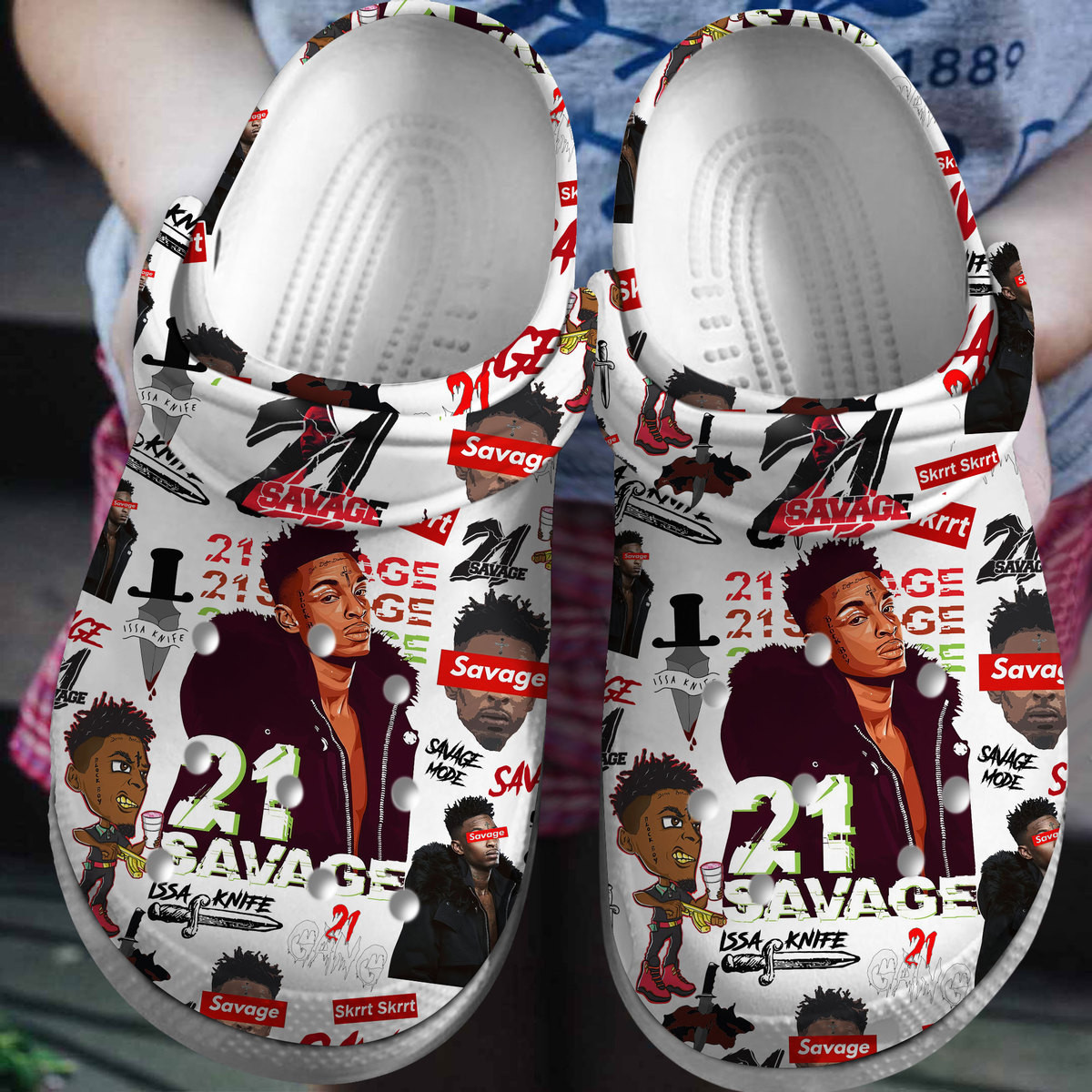 Premium 21 Savage Music Crocs Crocband Clogs Shoes Comfortable For Men Women and Kids