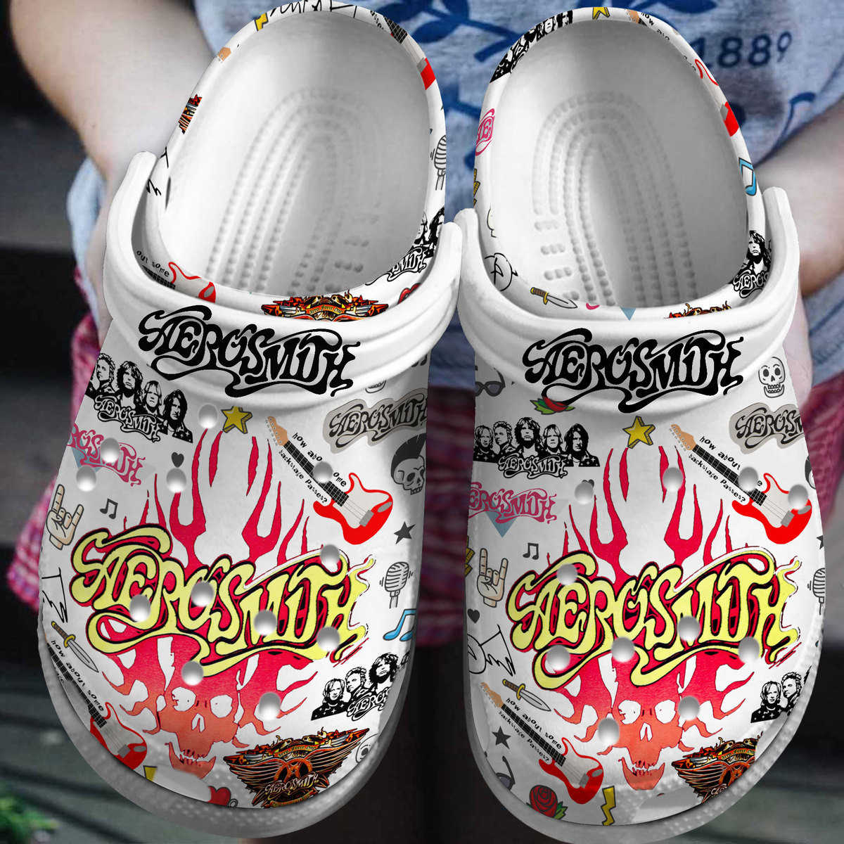 Premium Aerosmith Music Crocs Crocband Clogs Shoes Comfortable For Men Women and Kids