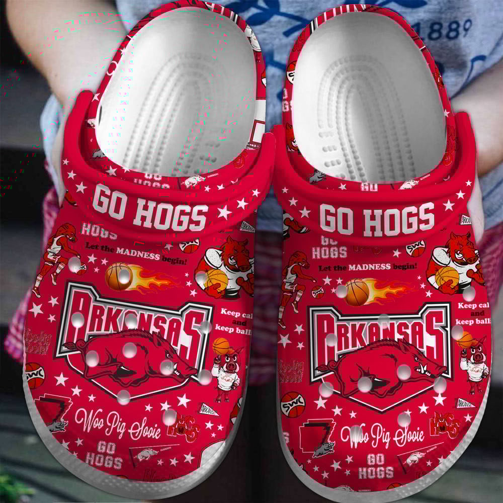 Footwearmerch Arkansas Razorbacks football NCAA Crocs Clogs Crocband Shoes Comfortable For Men Women and Kids