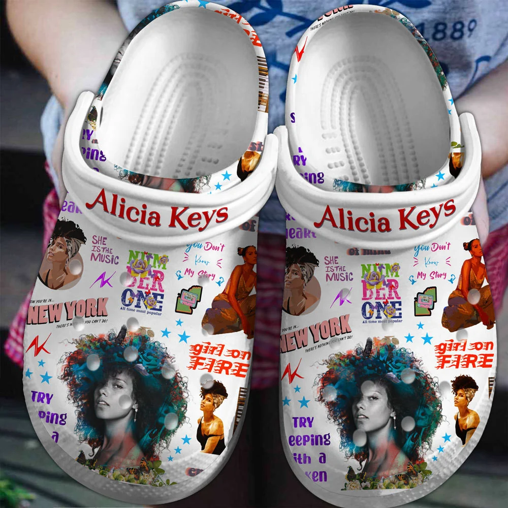 Footwearmerch Alicia Keys Singer Music Crocs Crocband Clogs Shoes Comfortable For Men Women and Kids