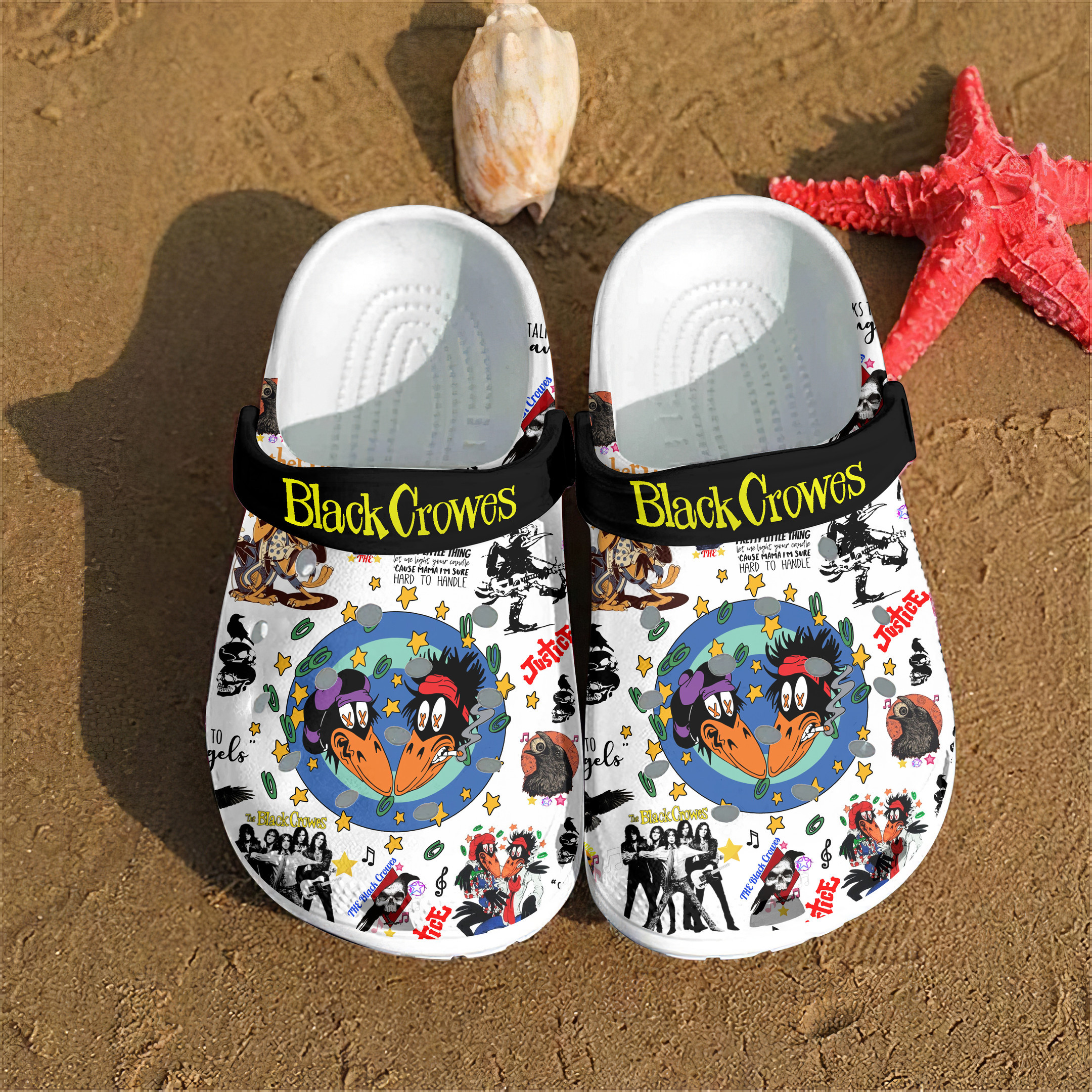 Premium Black Crowes Music Crocs Crocband Clogs Shoes Comfortable For Men Women and Kids