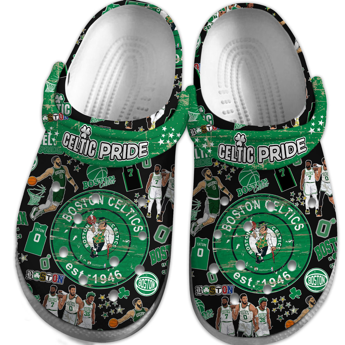 Premium Boston Celtics NBA Sport Crocs Crocband Clogs Shoes Comfortable For Men Women and Kids
