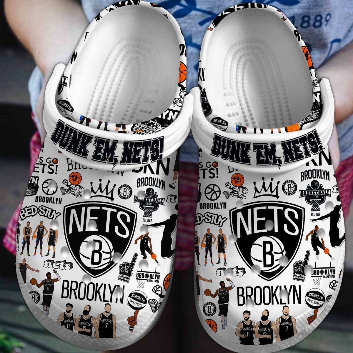 Footwearmerch Brooklyn Nets NBA Crocs Clogs Crocband Shoes Comfortable For Men Women and Kids