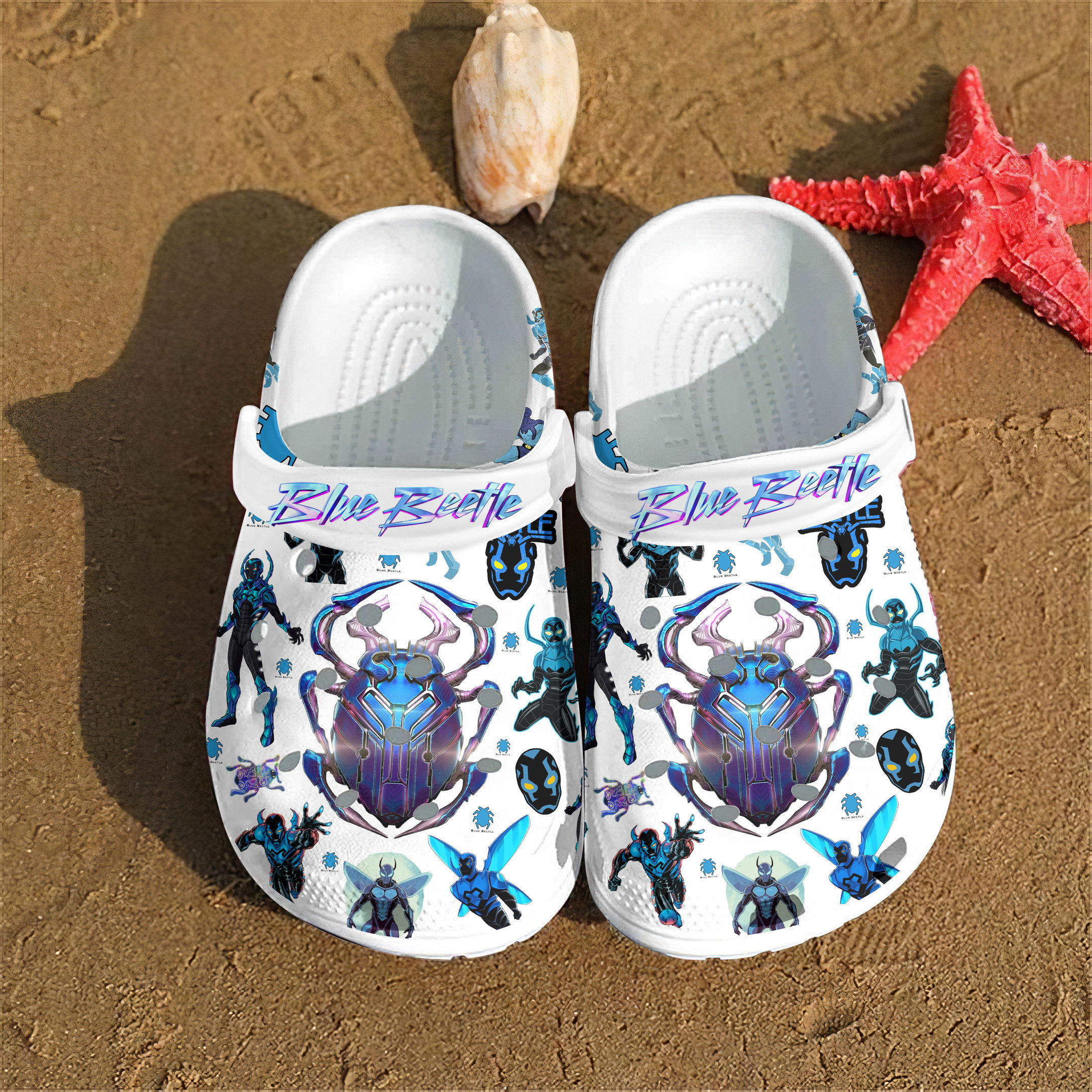 Premium Blue Beetle Movie Crocs Crocband Clogs Shoes Comfortable For Men Women and Kids