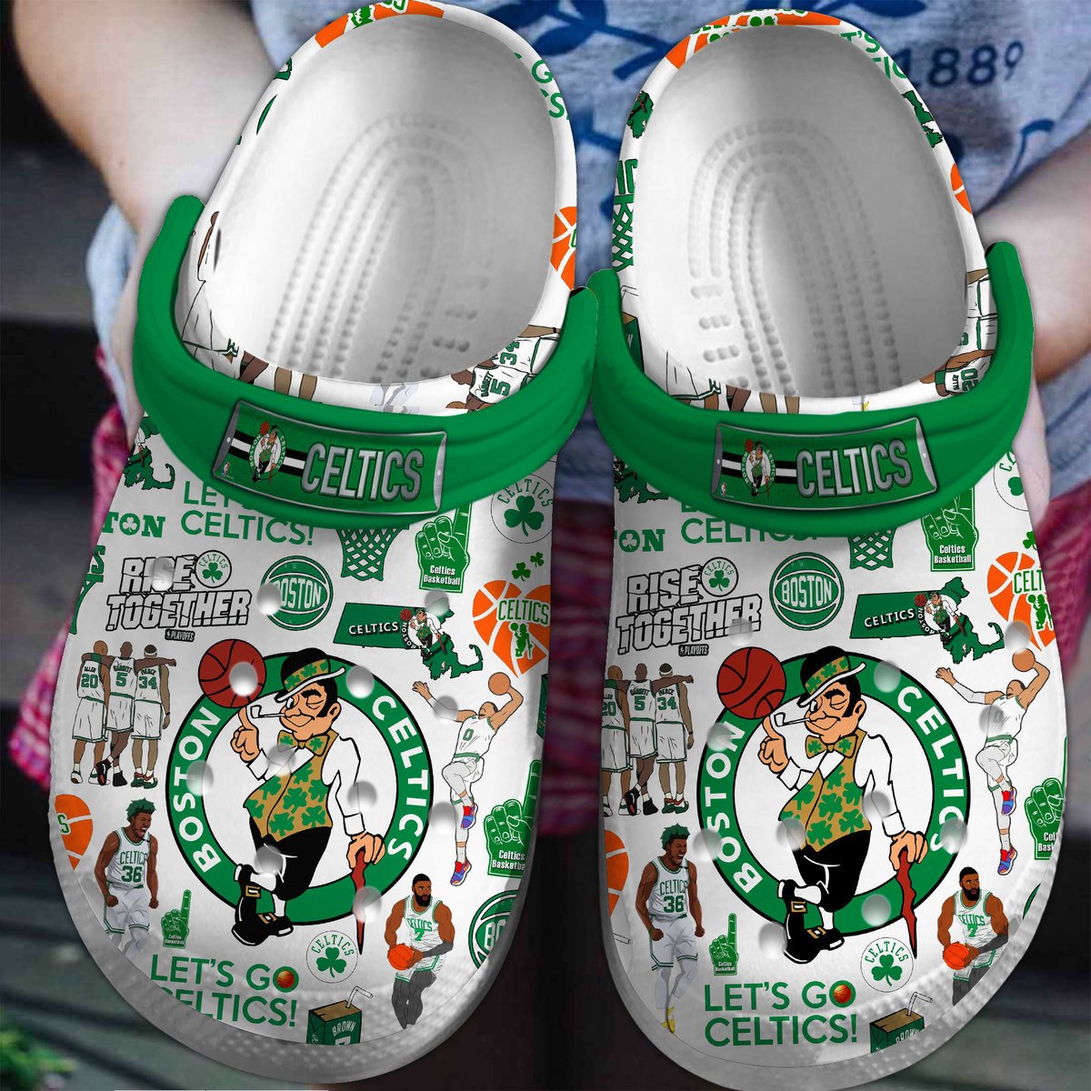 Footwearmerch Boston Celtics Basketball team NBA Sport Custom Name Crocs Clogs Crocband Shoes Comfortable For Men Women and Kids