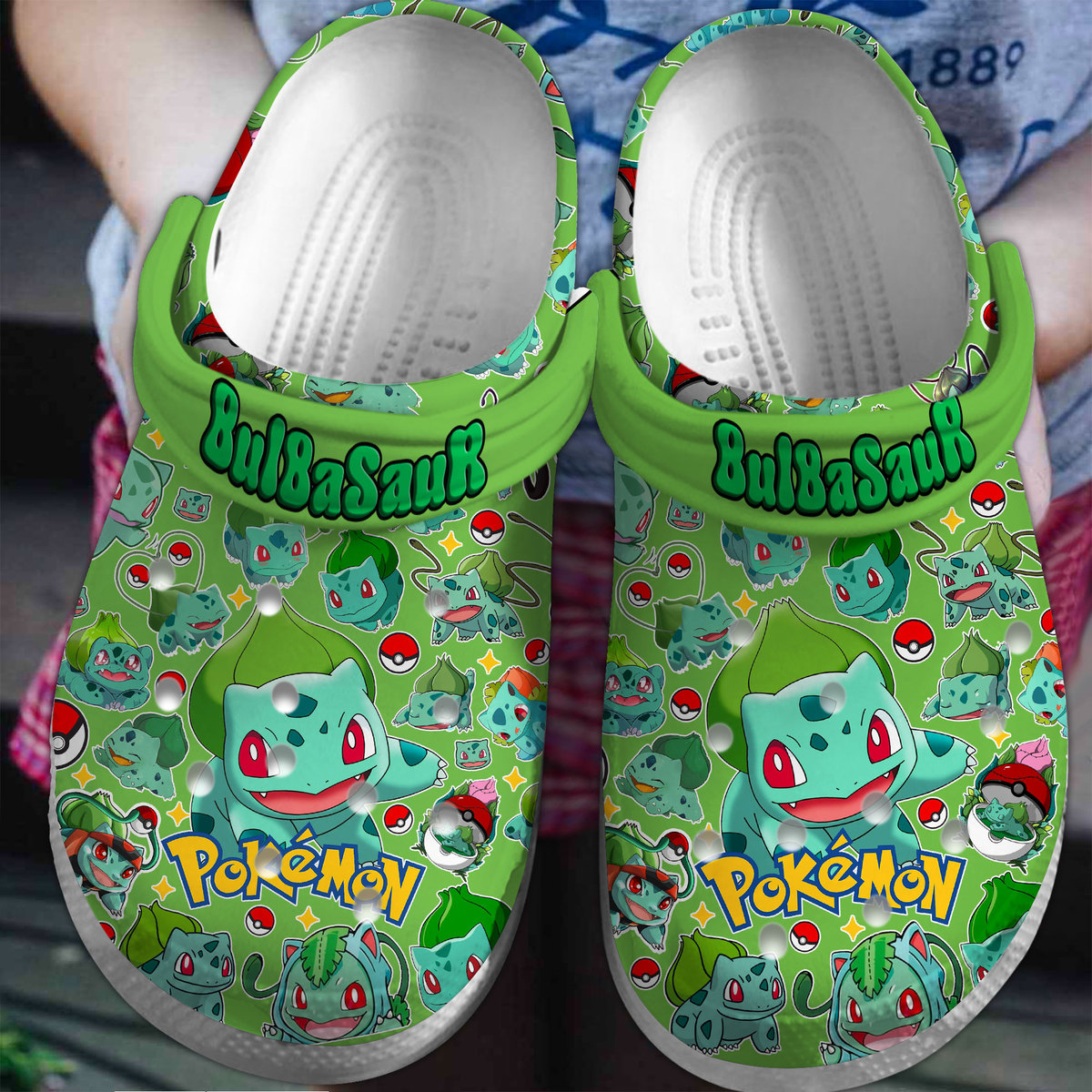 Footwearmerch Bulbasaur Pokemon Cartoon Crocs Crocband Clogs Shoes Comfortable For Men Women and Kids