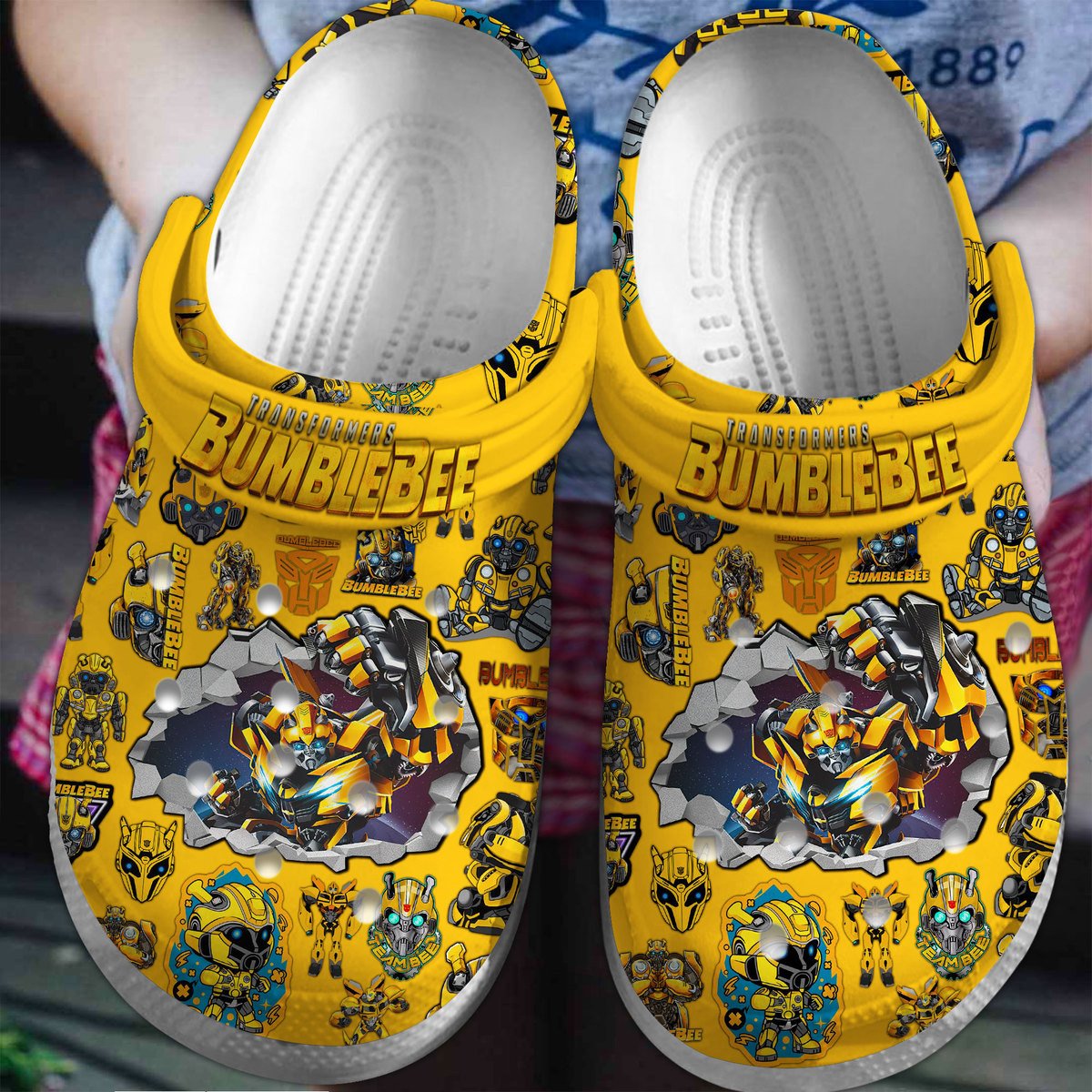 Footwearmerch Bumblebee Transformers Movie Crocs Crocband Clogs Shoes Comfortable For Men Women and Kids