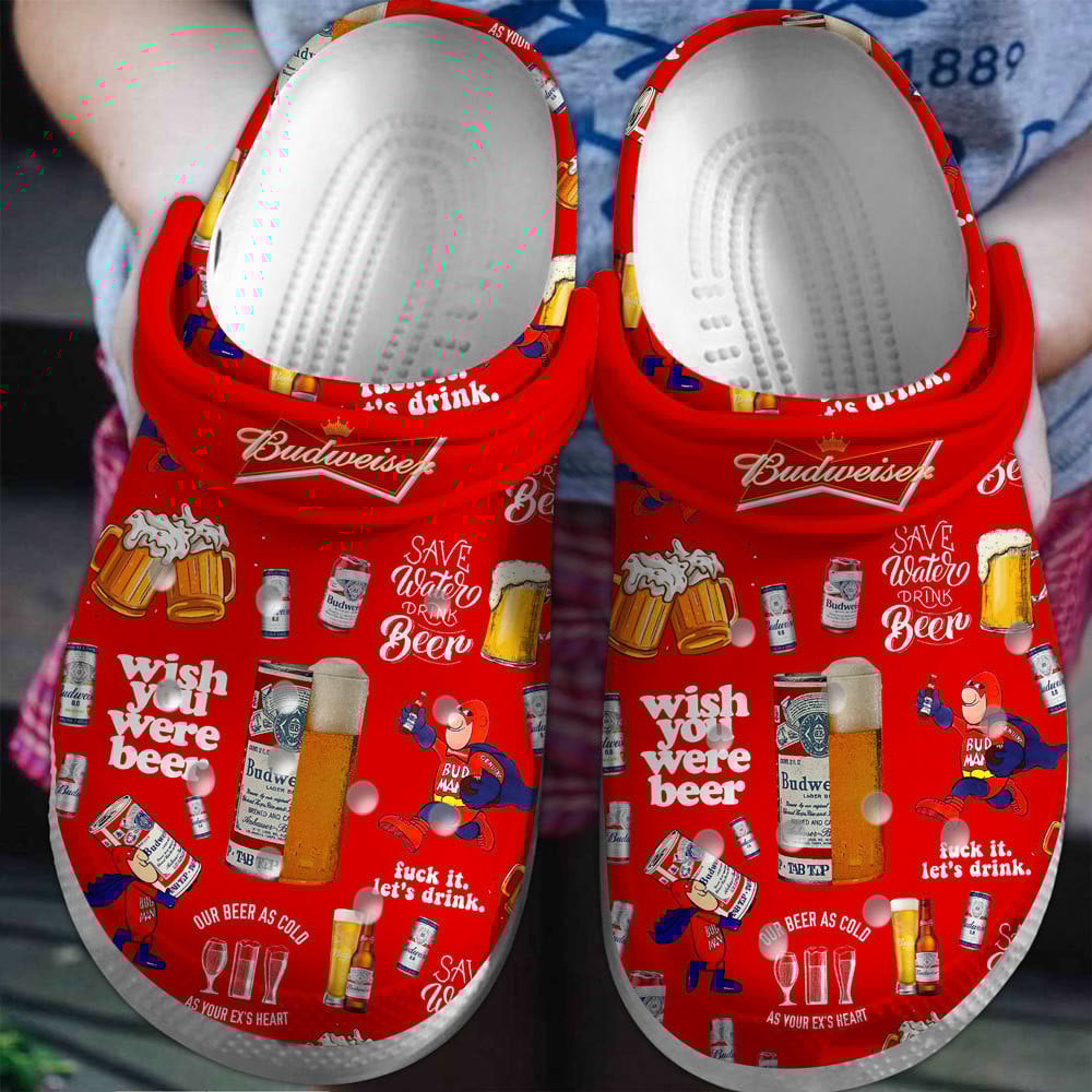 Footwearmerch Budweiser Crocs Crocband Clogs Shoes Comfortable For Men Women and Kids