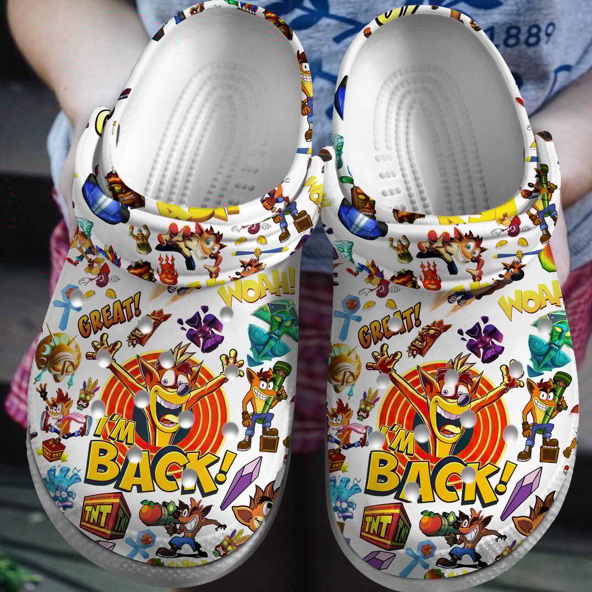 Footwearmerch Crash Bandicoot Game Crocs Crocband Clogs Shoes Comfortable For Men Women and Kids