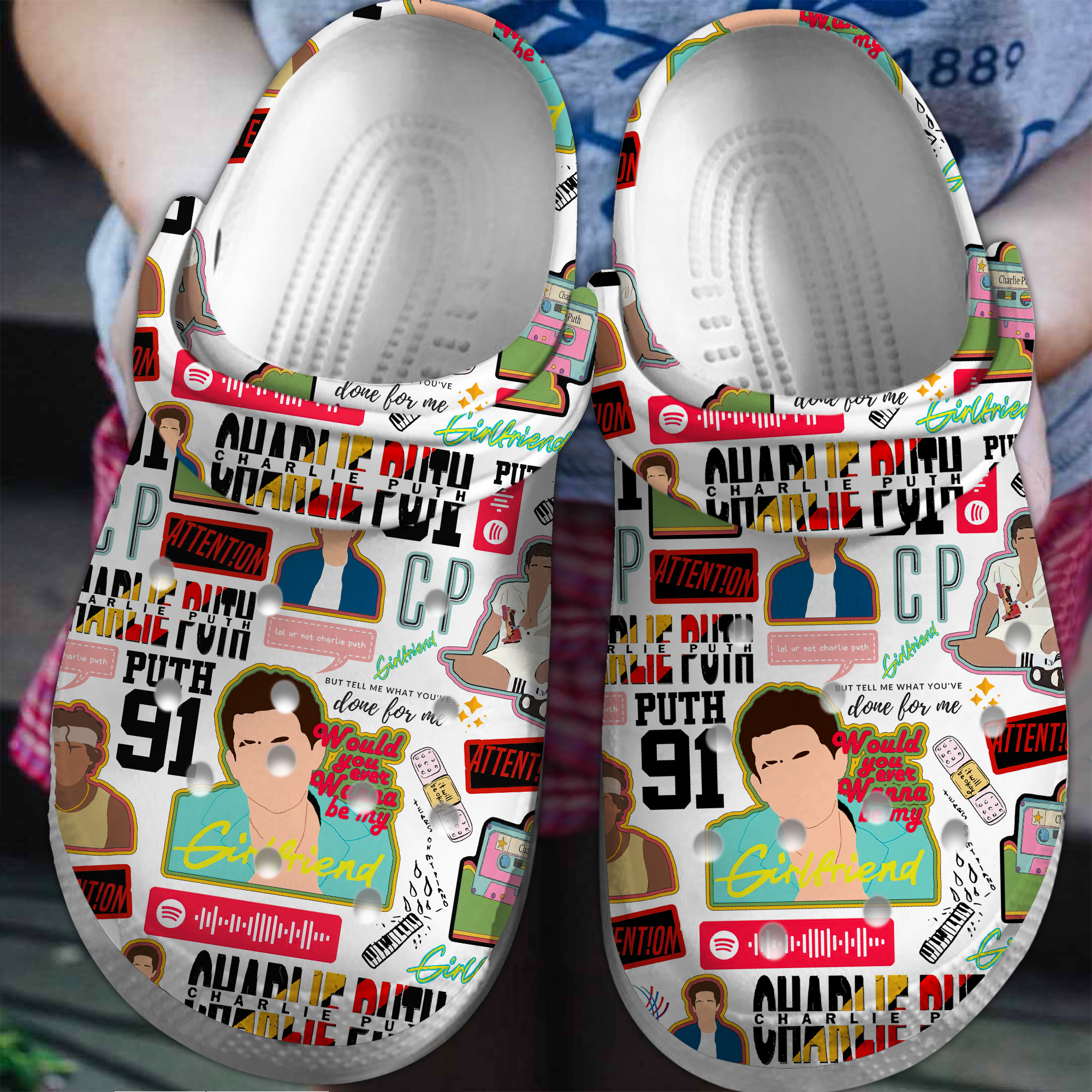 Footwearmerch Charlie Puth Singer Music Crocs Crocband Clogs Shoes Comfortable For Men Women and Kids