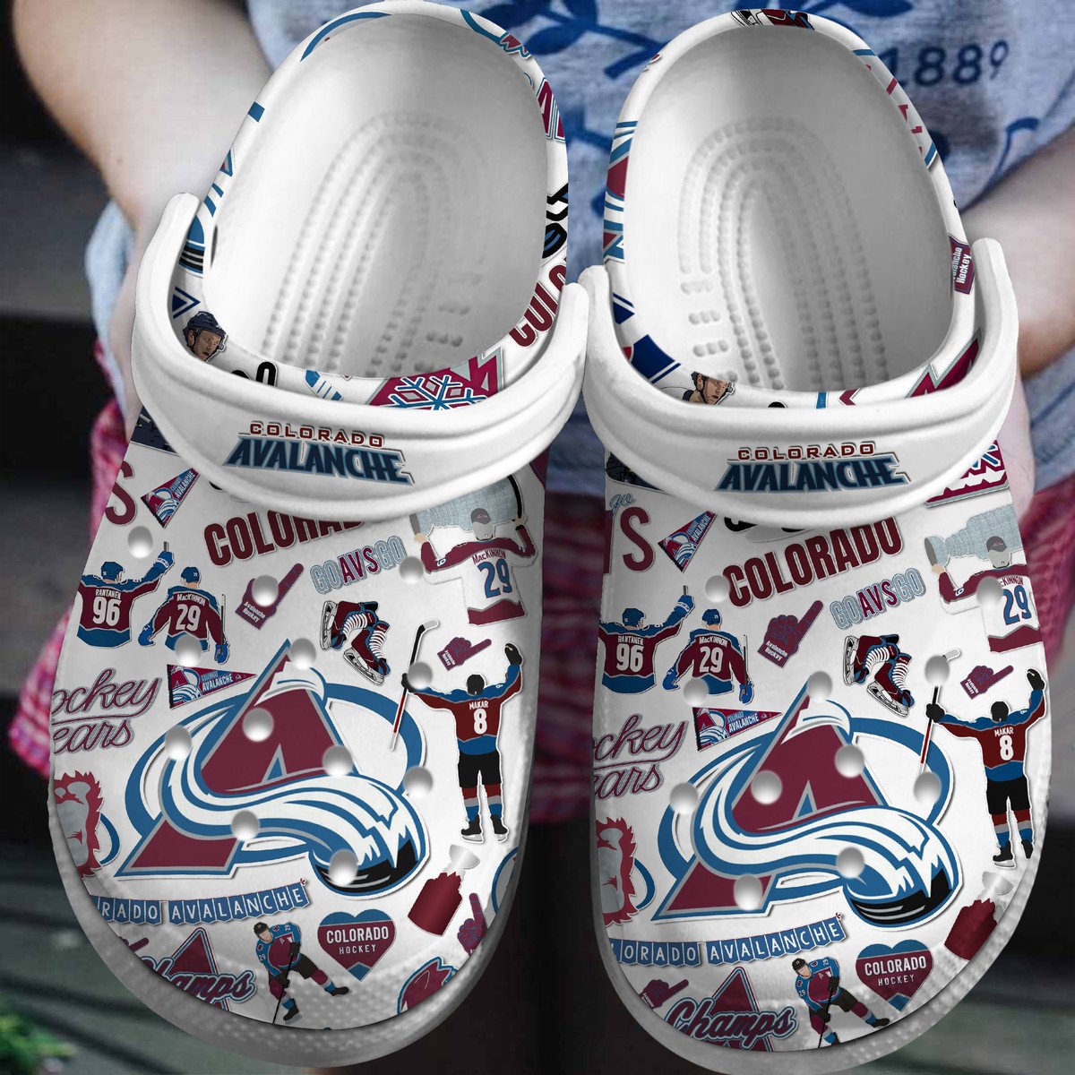 Footwearmerch Colorado Avalanche Ice hockey team NHL Sport Crocs Clogs Crocband Shoes Comfortable For Men Women and Kids