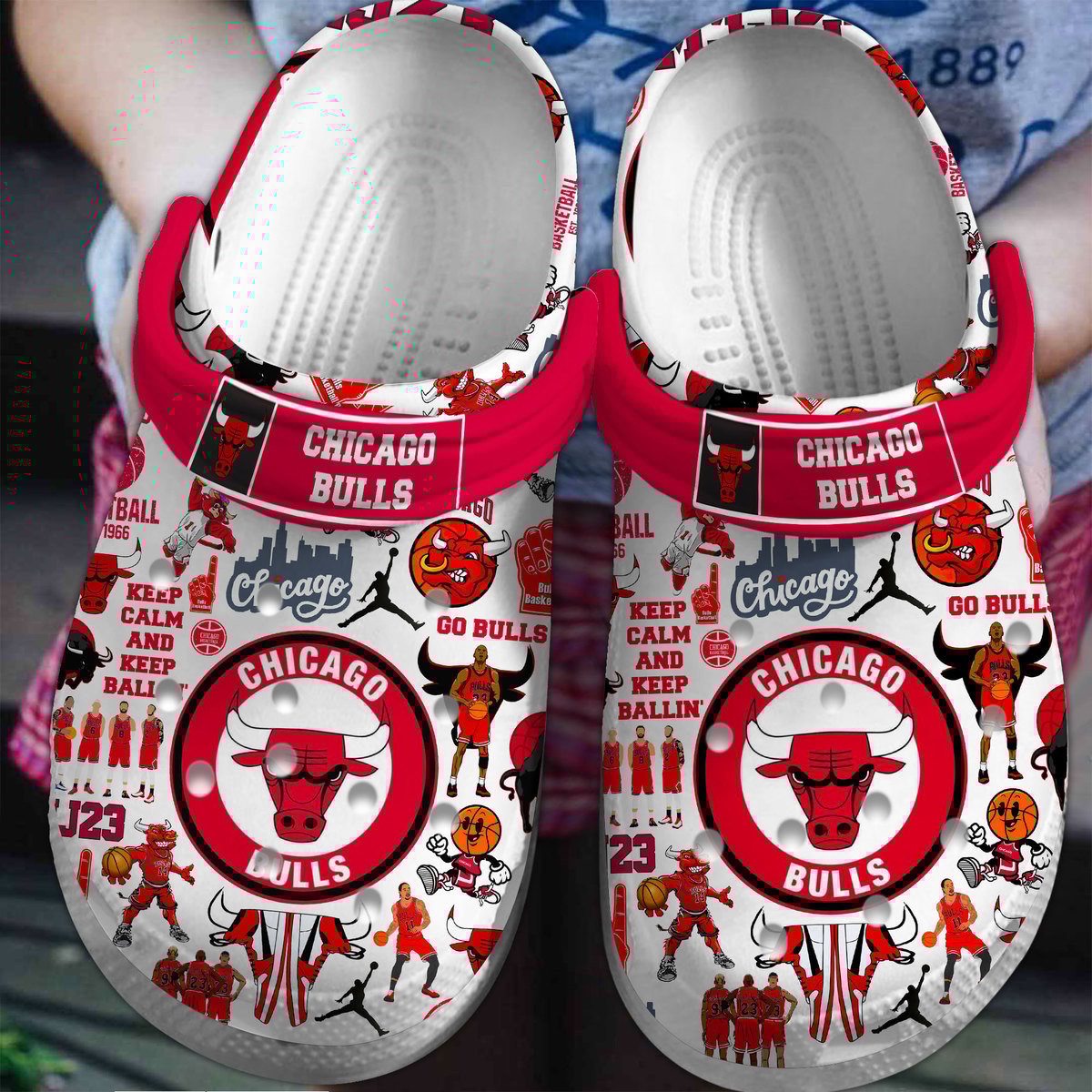 Footwearmerch Chicago Bulls NBA Sport Crocs Clogs Crocband Shoes Comfortable For Men Women and Kids