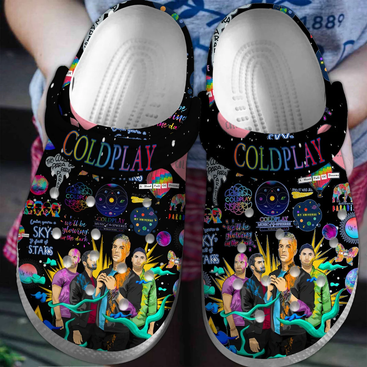 Footwearmerch Coldplay Music Band Crocs Crocband Clogs Shoes Comfortable For Men Women and Kids