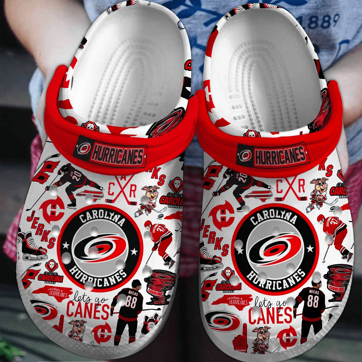 Footwearmerch Carolina Hurricanes Ice hockey team NHL Sport Crocs Clogs Crocband Shoes Comfortable For Men Women and Kids