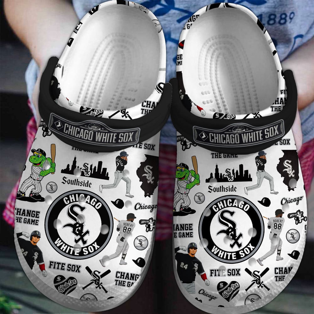 Footwearmerch Chicago White Sox Baseball team MLB Sport Crocs Clogs Crocband Shoes Comfortable For Men Women and Kids