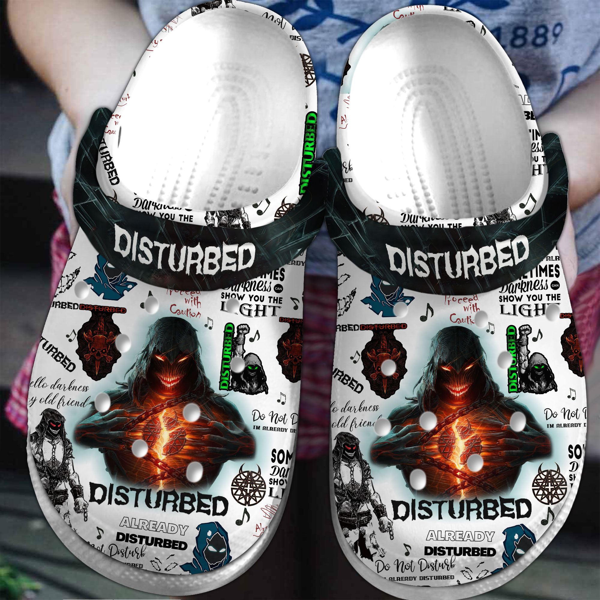 Premium Disturbed Music Crocs Crocband Clogs Shoes Comfortable For Men Women and Kids