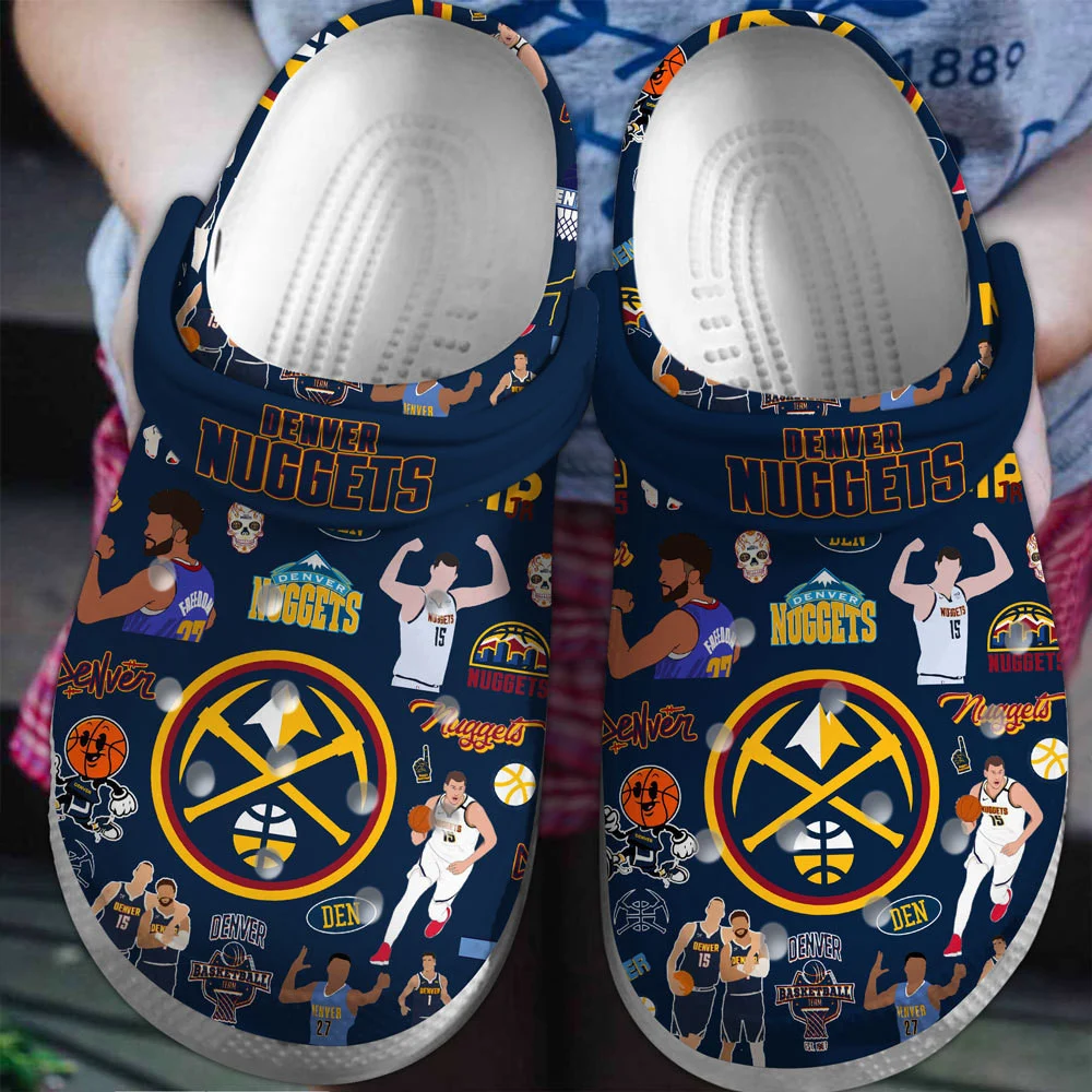 Footwearmerch Denver Nuggets Basketball team NBA Sport Crocs Clogs Crocband Shoes Comfortable For Men Women and Kids
