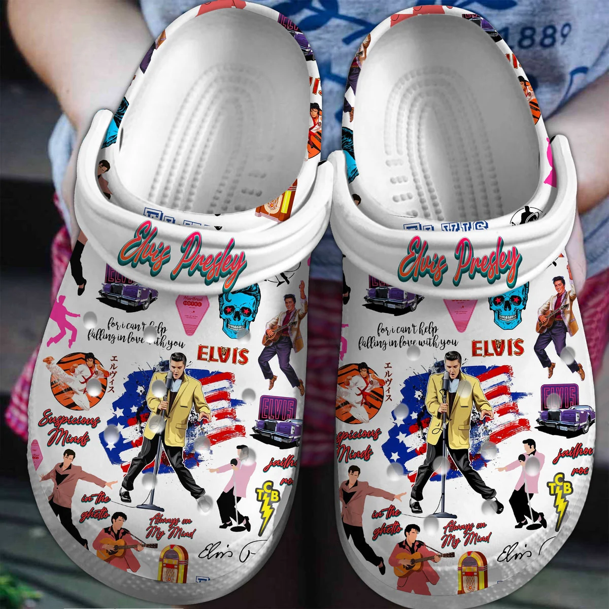 Footwearmerch Elvis Presley Singer Music Crocs Crocband Clogs Shoes Comfortable For Men Women and Kids