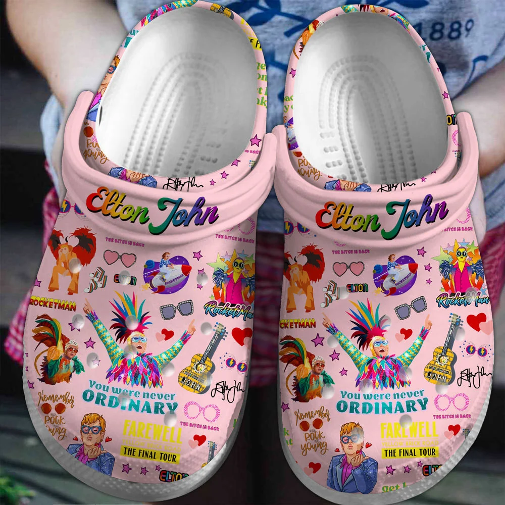 Footwearmerch Elton John Singer Music Crocs Crocband Shoes Clogs Comfortable For Men Women and Kids