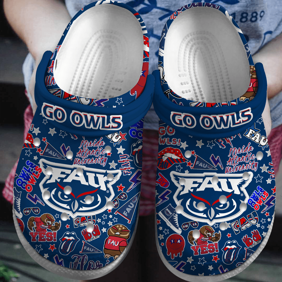 Footwearmerch Florida Atlantic Owls Crocs Clogs Crocband Shoes Comfortable For Men Women and Kids