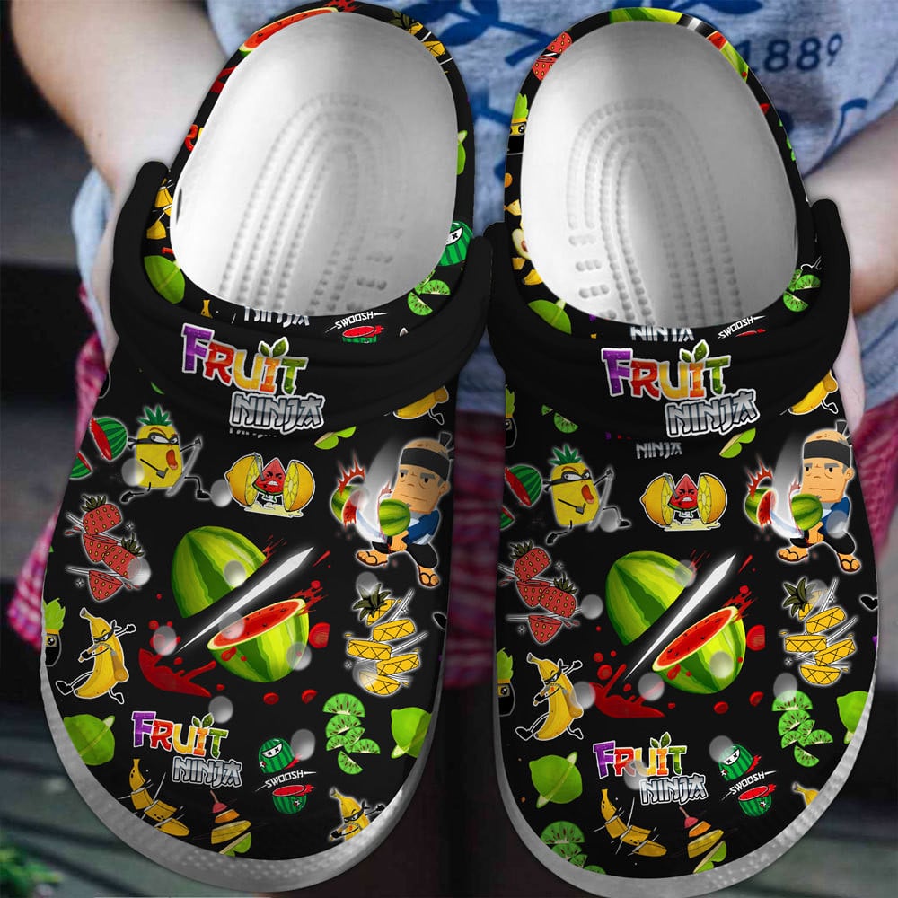 Footwearmerch Fruit Ninja Game Crocs Crocband Clogs Shoes Comfortable For Men Women and Kids