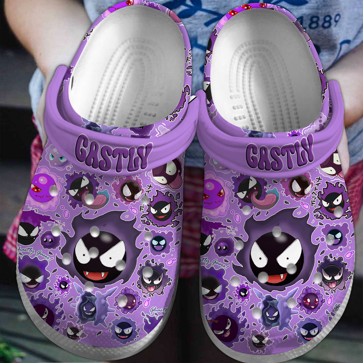 Footwearmerch Pokemon Gastly Cartoon Crocs Crocband Clogs Shoes Comfortable For Men Women and Kids