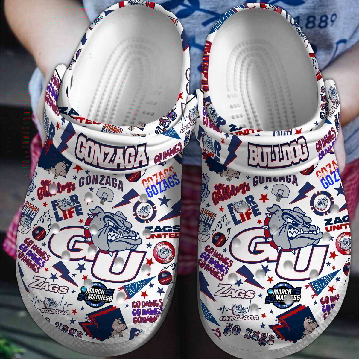 Footwearmerch Gonzaga Bulldogs NCAA Sport Crocs Clogs Crocband Shoes Comfortable For Men Women and Kids