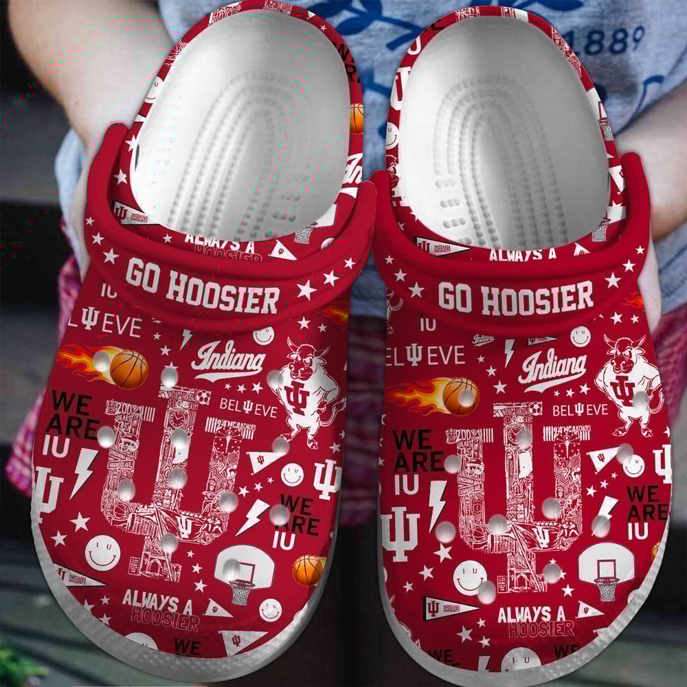 Footwearmerch Indiana Hoosiers NCAA Sport Crocs Clogs Crocband Shoes Comfortable For Men Women and Kids